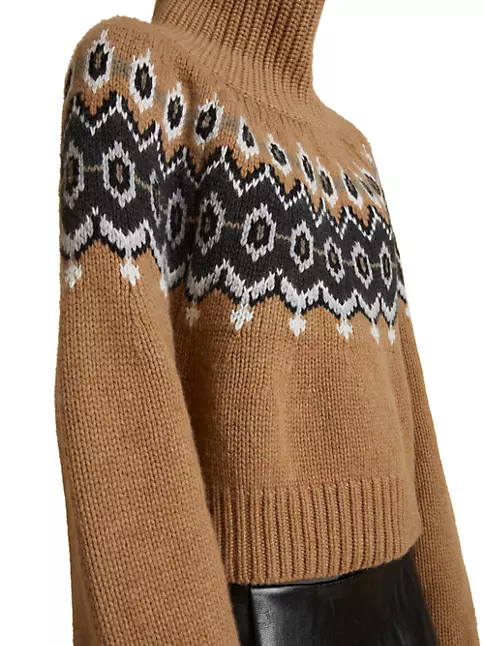 Khaite Women's Amaris Cashmere-Blend Fair-Isle Sweater - Camel Multi - Size Large