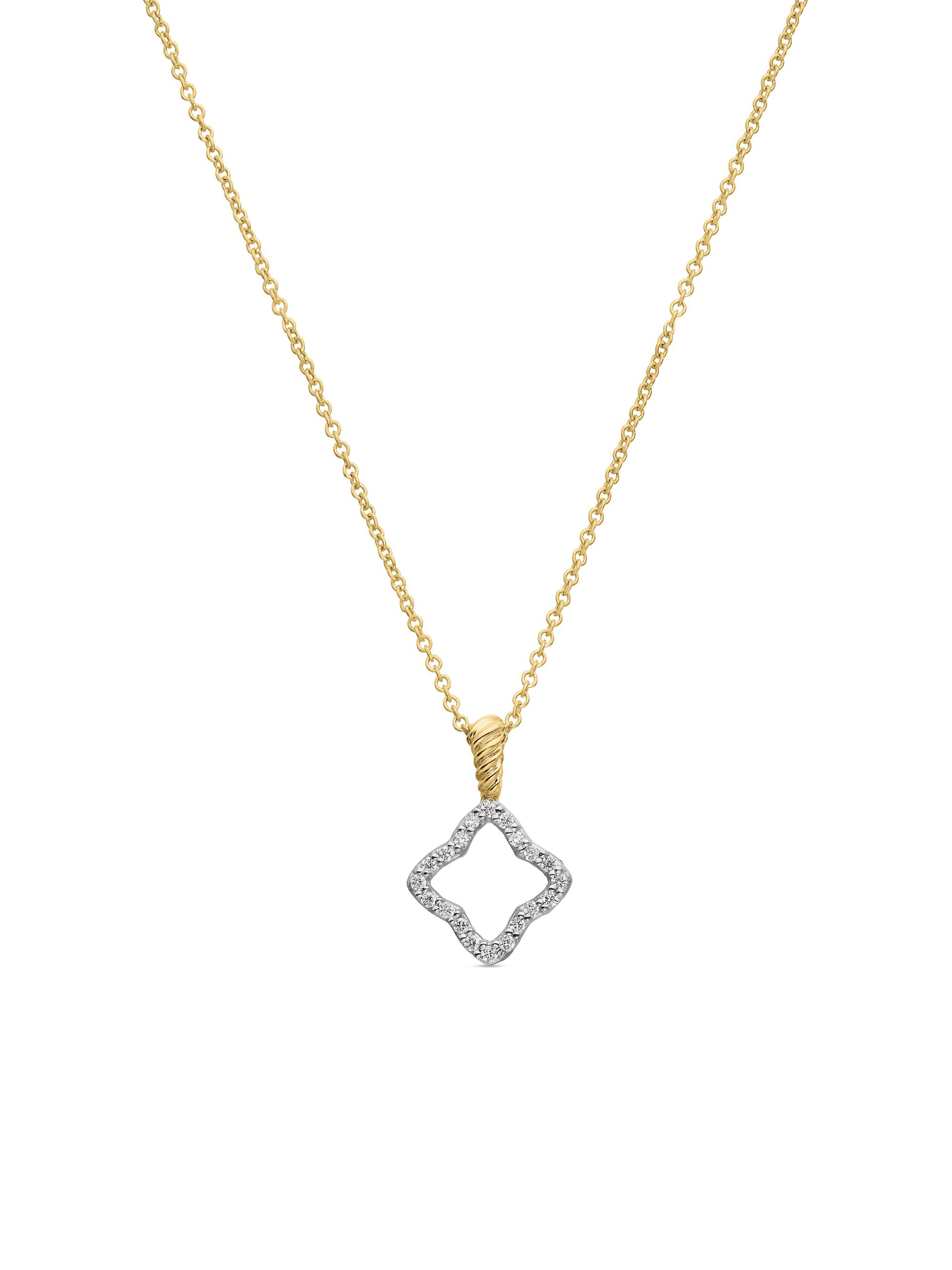 David Yurman Women's Cable Collectibles Quatrefoil Necklace in 18K Yellow Gold - Diamond