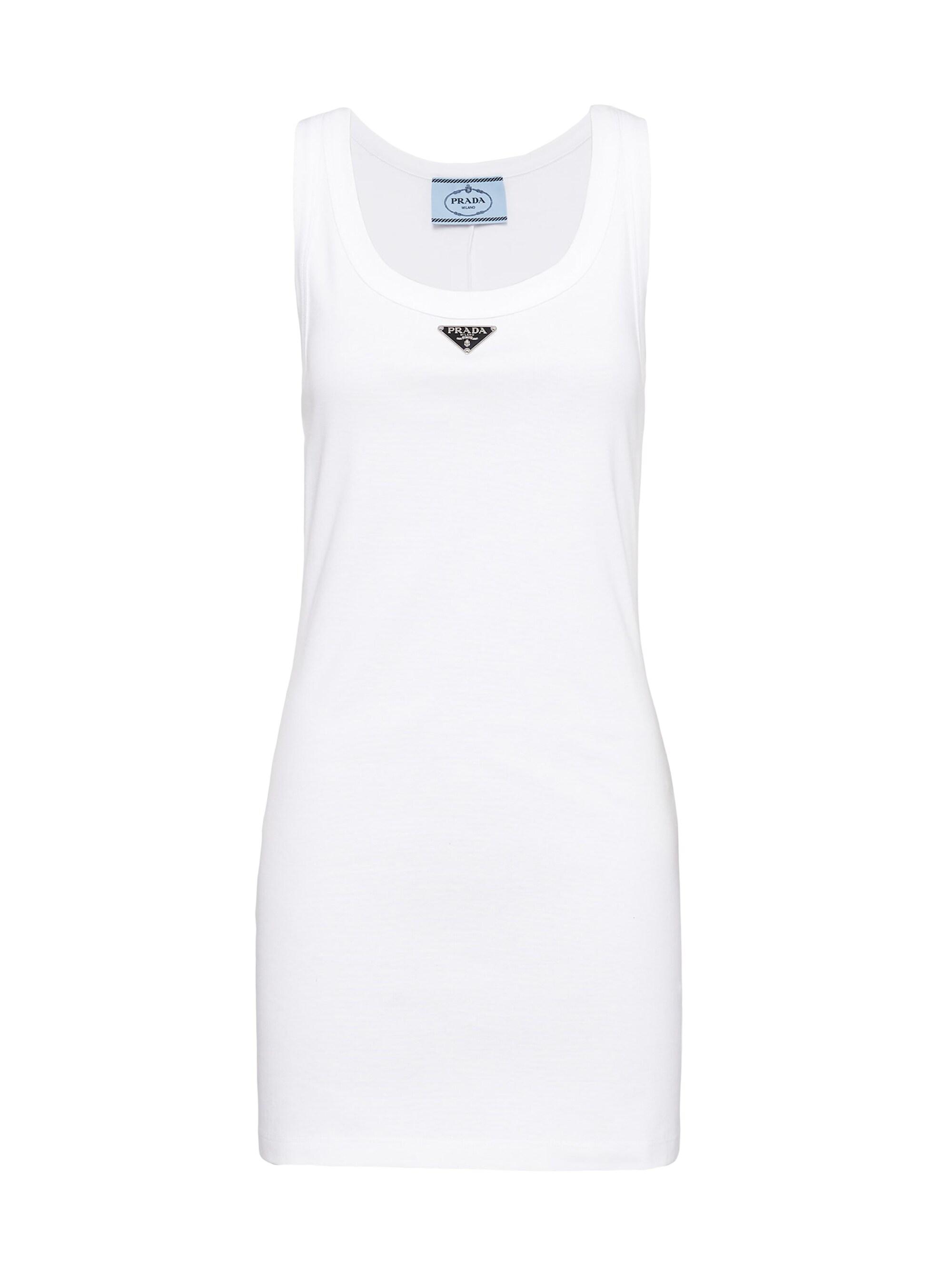 Prada Women's Ribbed Knit Jersey Dress - White