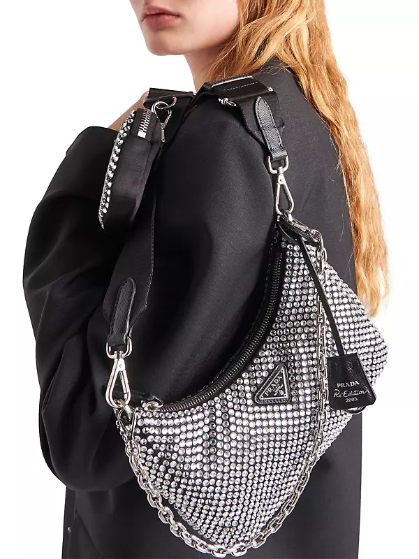 Metal Prada Galleria Satin Mini-bag With Crystals