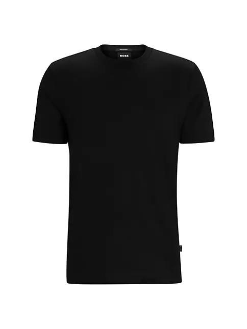 Shop BOSS Mercerised-Cotton T-Shirt With Large Jacquard-Woven Monograms ...