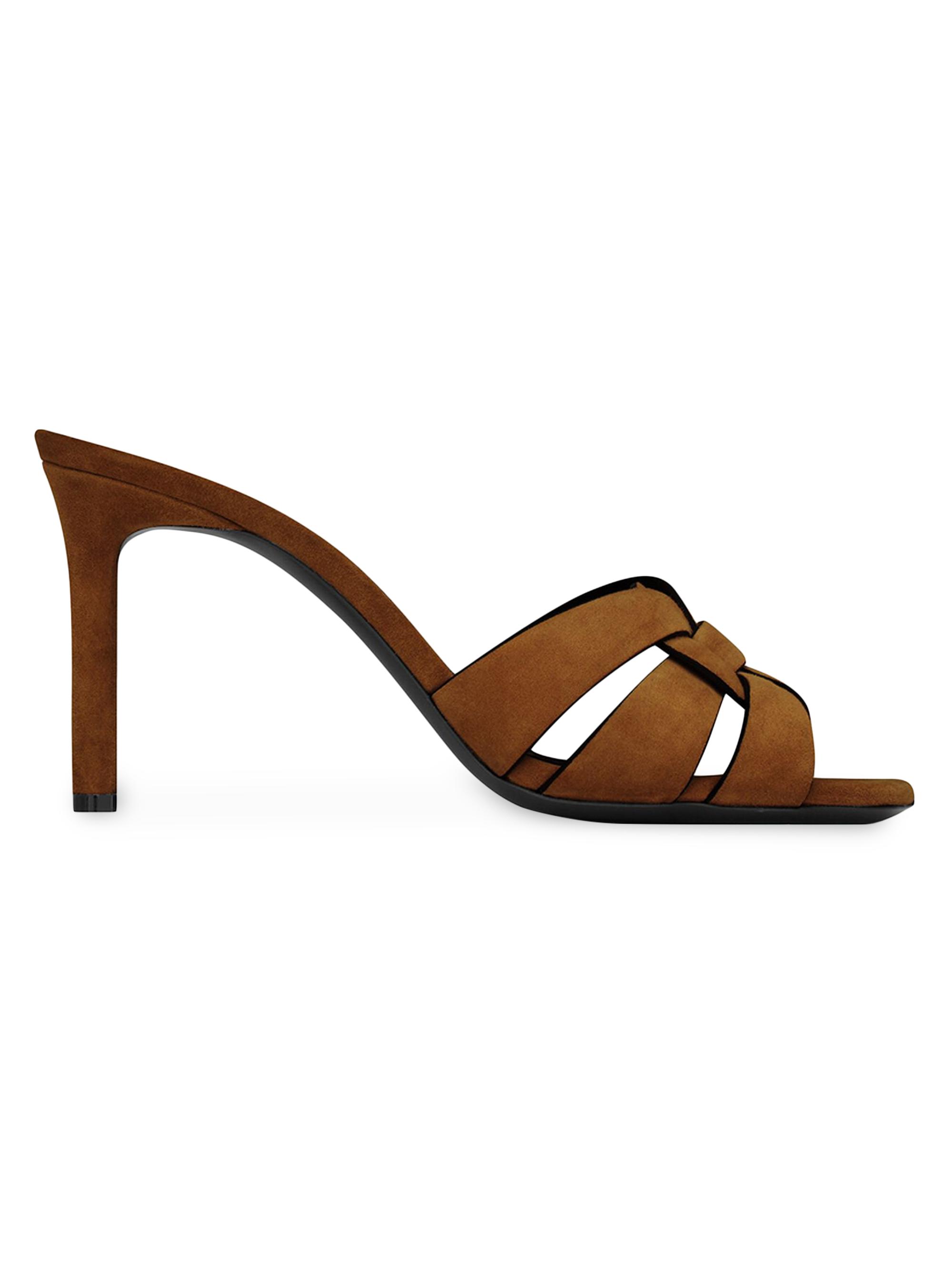 Saint Laurent Women's Tribute Mules In Suede - Brown