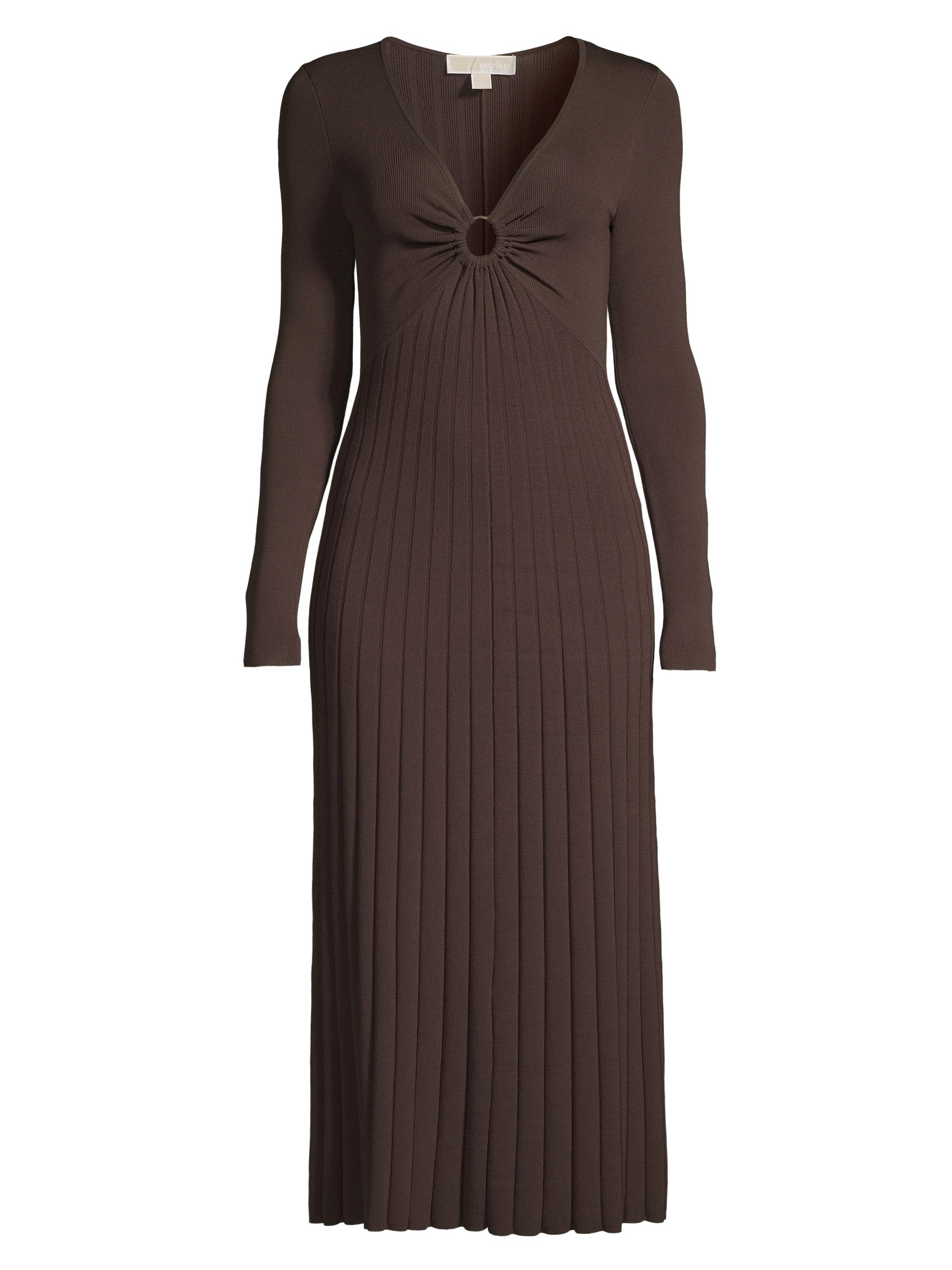 knee length dresses for ladies Take Me Away O Ring Cutout Midi Dress- Green Palm Print