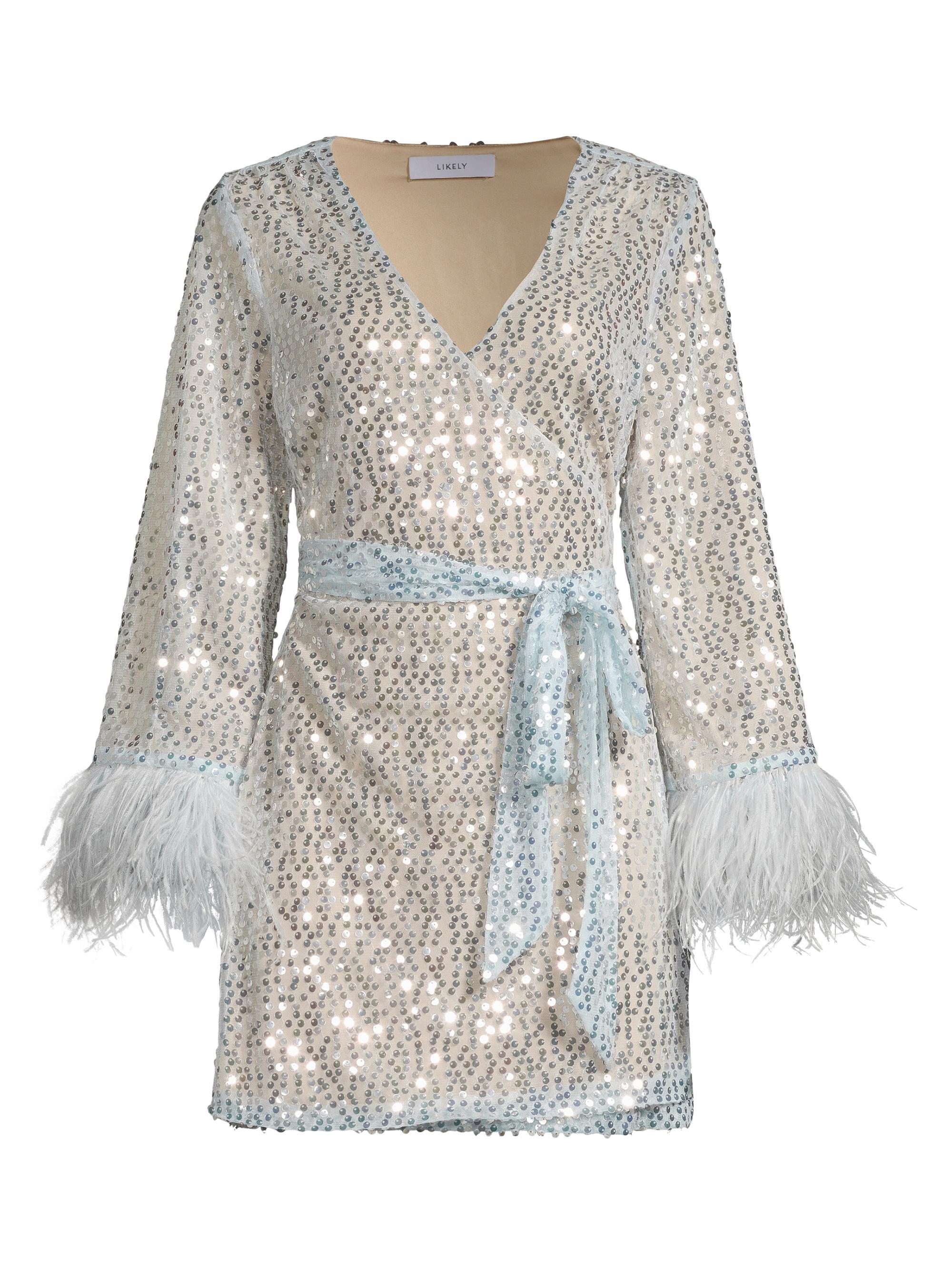 Likely Women's Bridges Sequin & Feather Minidress - Light Blue