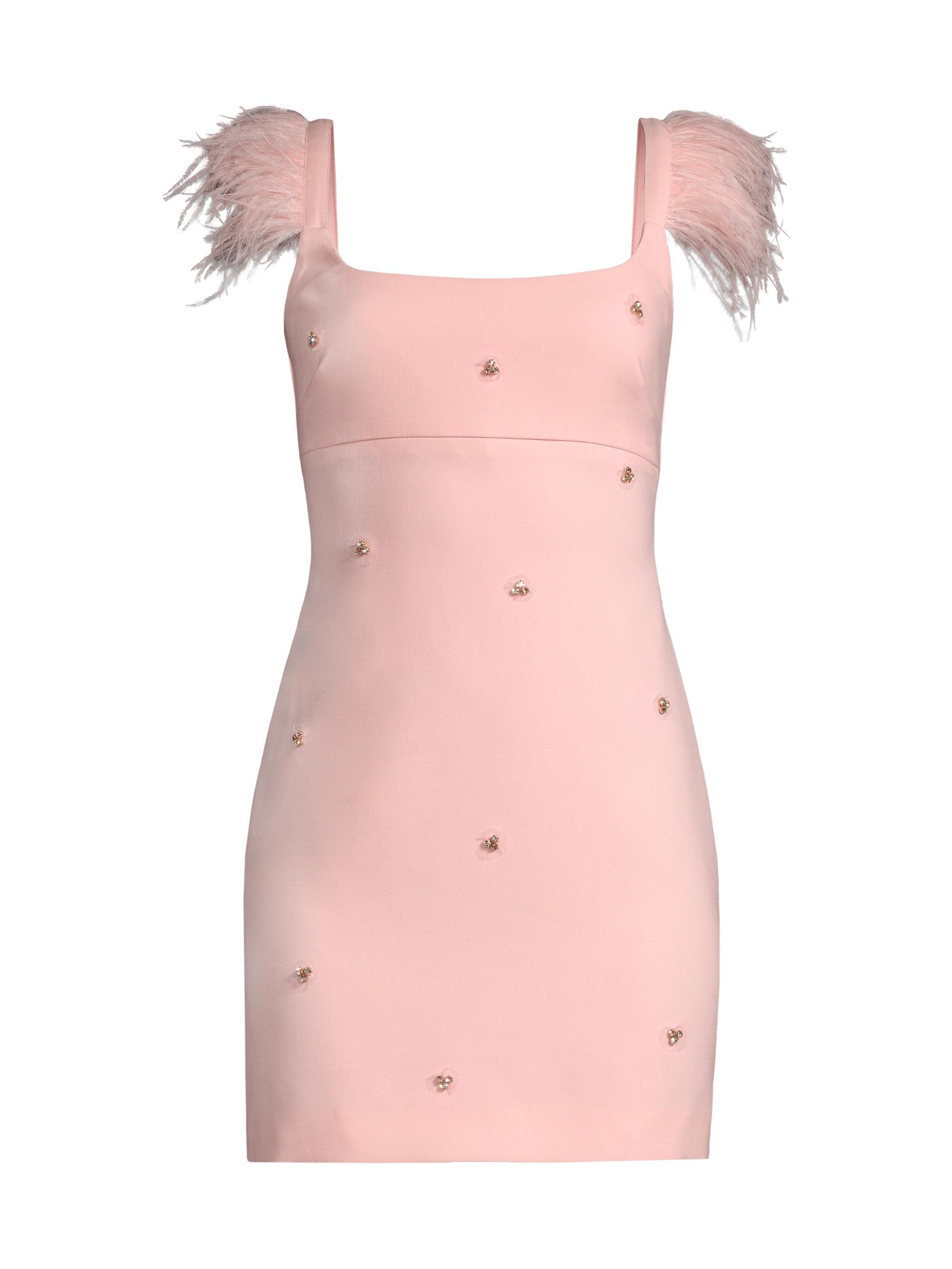 Likely Cameron Ostrich Feather-Trimmed Midi-Dress | Saks Fifth Avenue