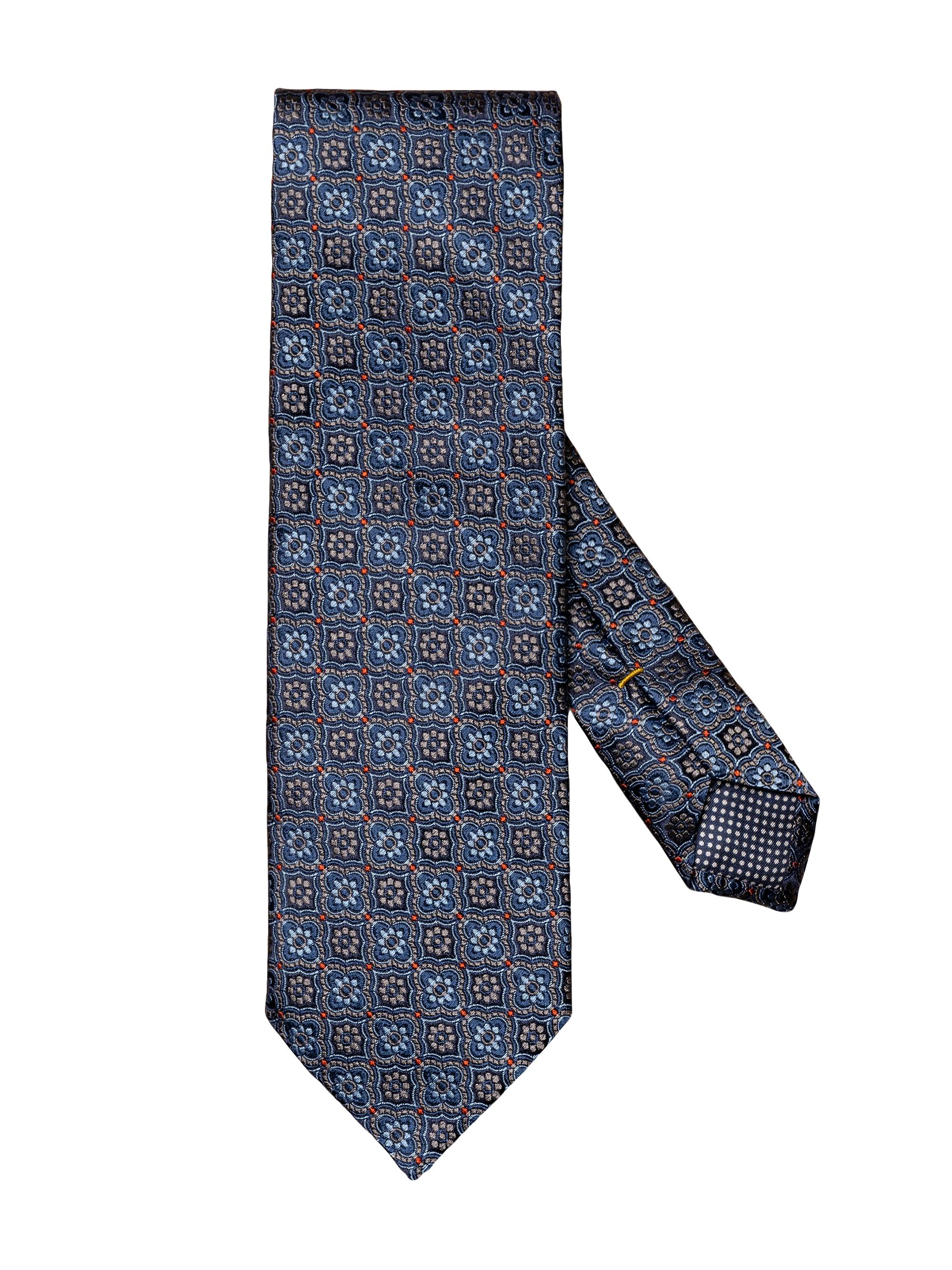 Eton Men's Floral Silk Tie - Blue