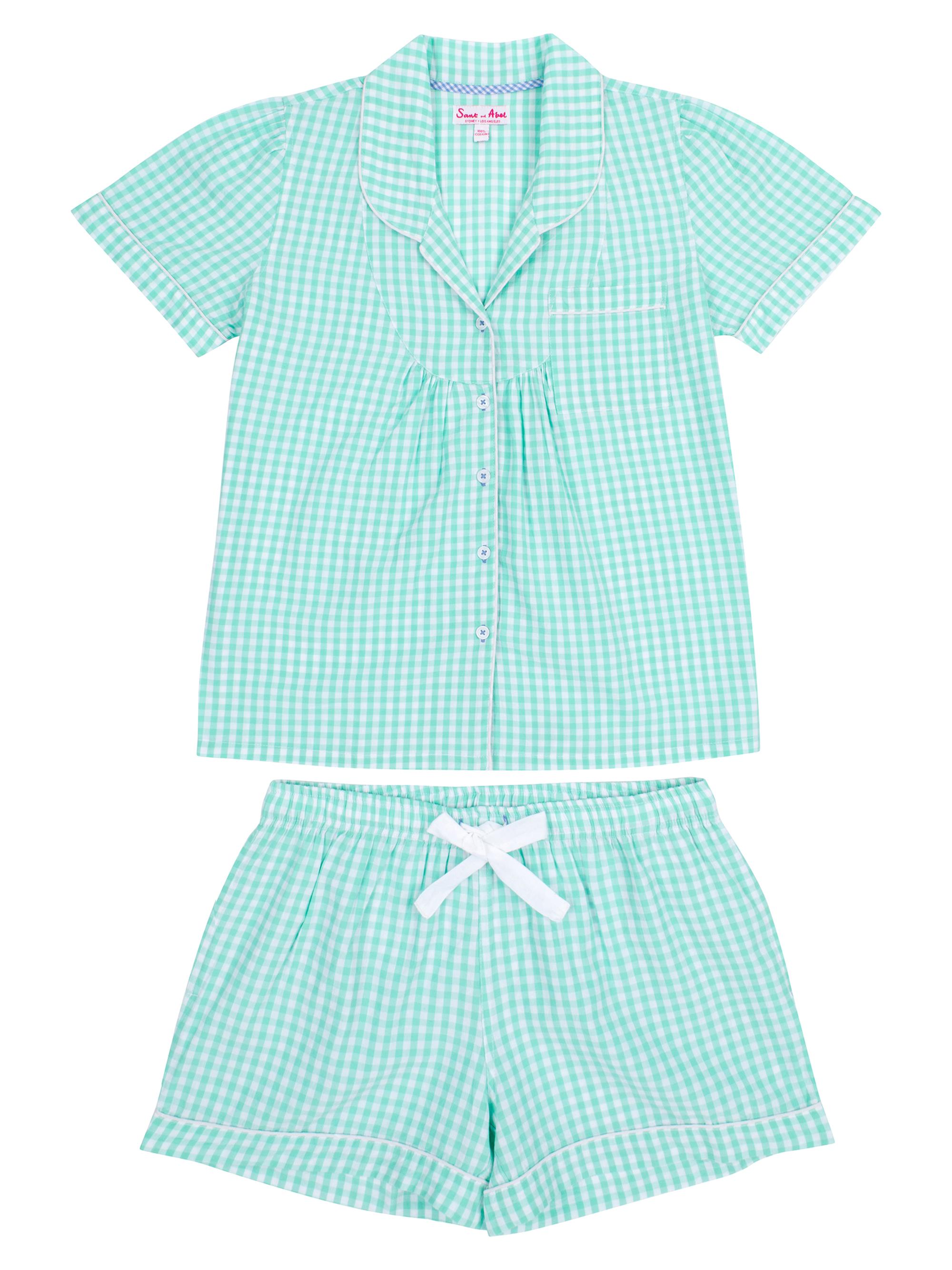 Sant and Abel Women's Hepburn Gingham Short Pajama Set - Green