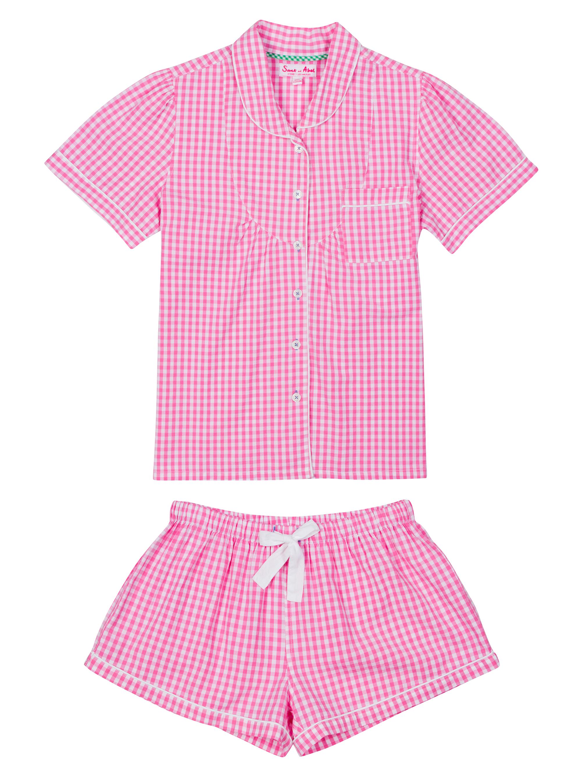 Sant and Abel Women's Hepburn Gingham Short Pajama Set - Pink