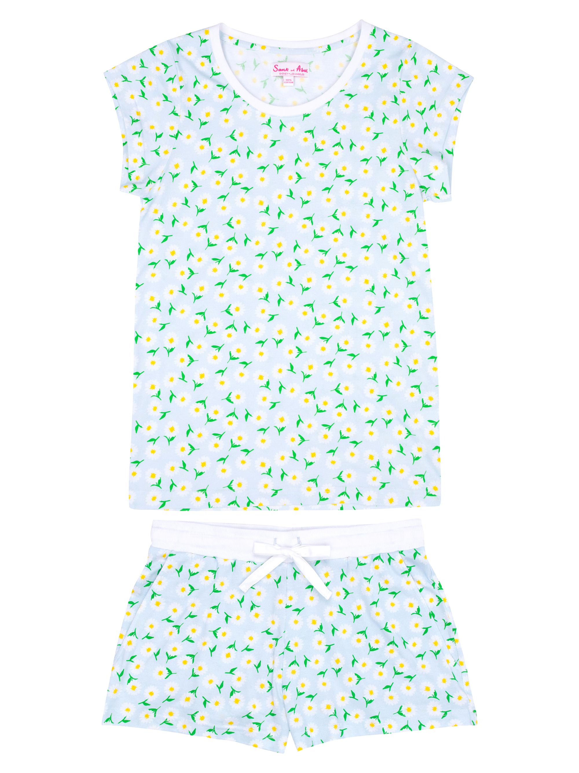 Sant and Abel Women's Daisy Jersey Short Pajama Set - White