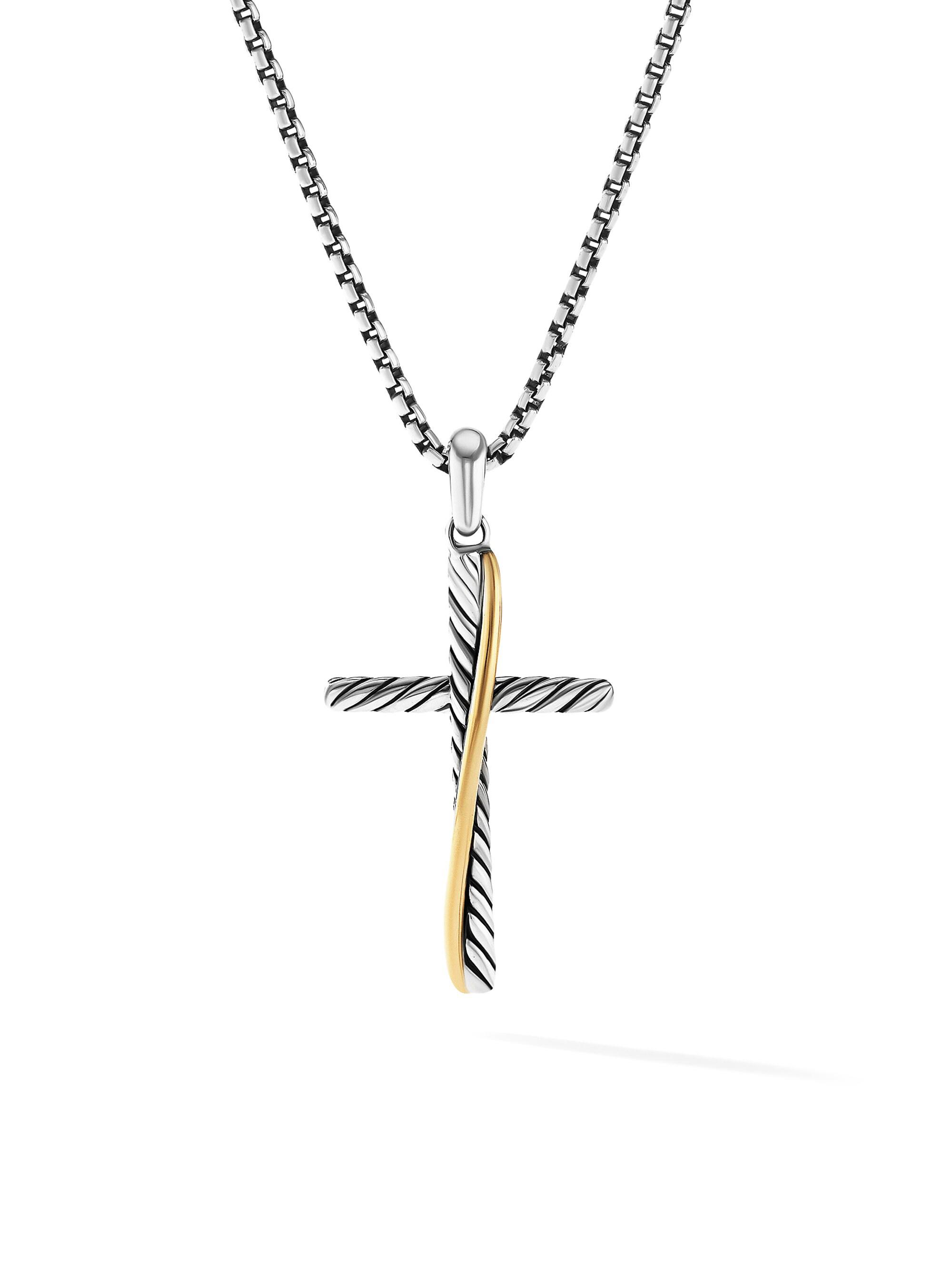 David Yurman Women's Crossover Cross Pendant With 18K Yellow Gold - Silver