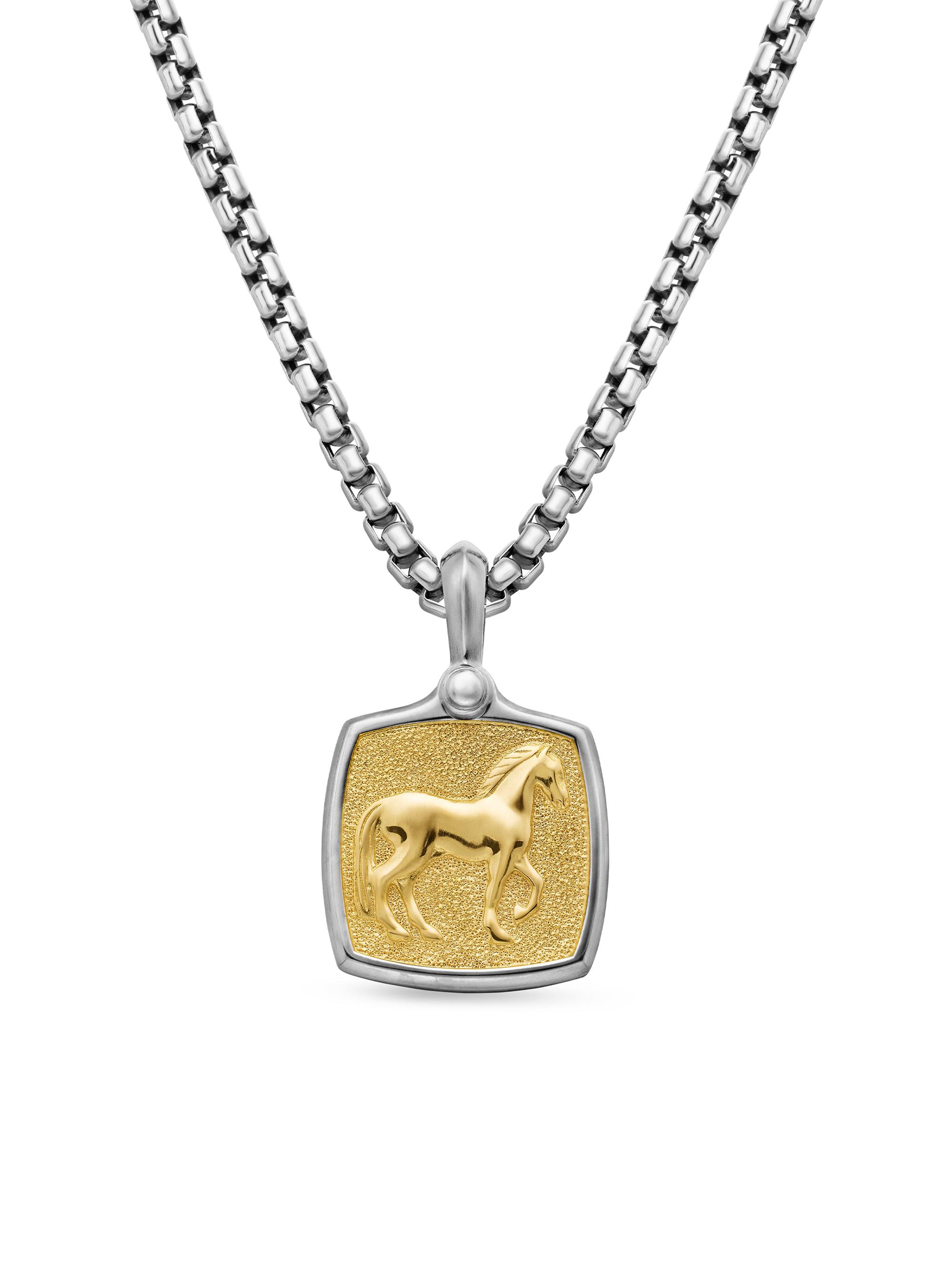 David Yurman Men's Petrvs Horse Amulet in Sterling Silver with 18K Yellow Gold, 19mm - Silver