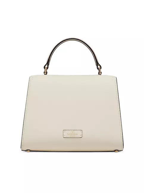 Valentino Vsling Small Calfskin Handbag With Jewel Handle Black Friday Sale  - Womens Handbag Light Ivory