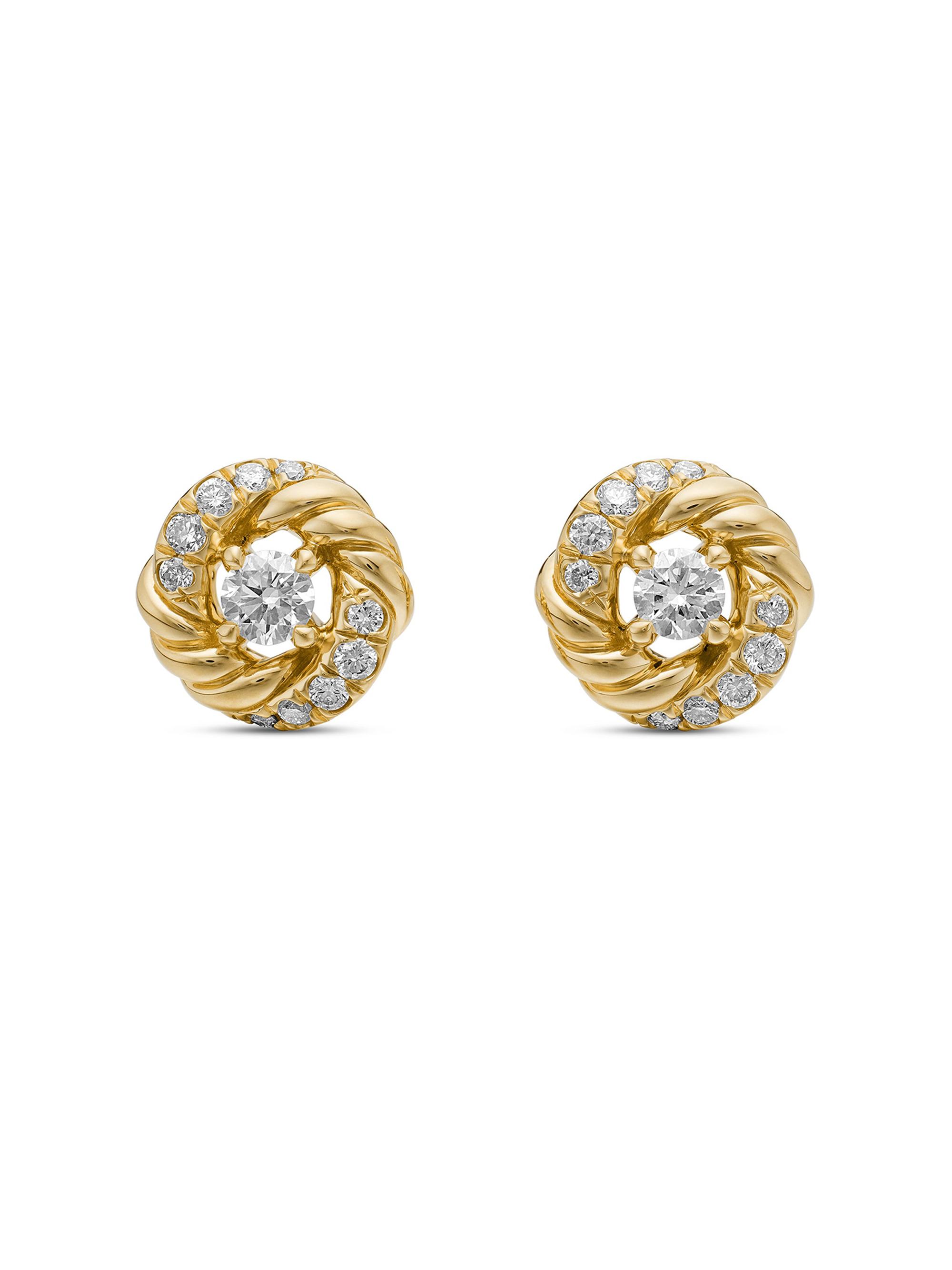 David Yurman Women's Petite Infinity Stud Earrings in 18K Yellow Gold with Diamonds, 7.8mm - Diamond