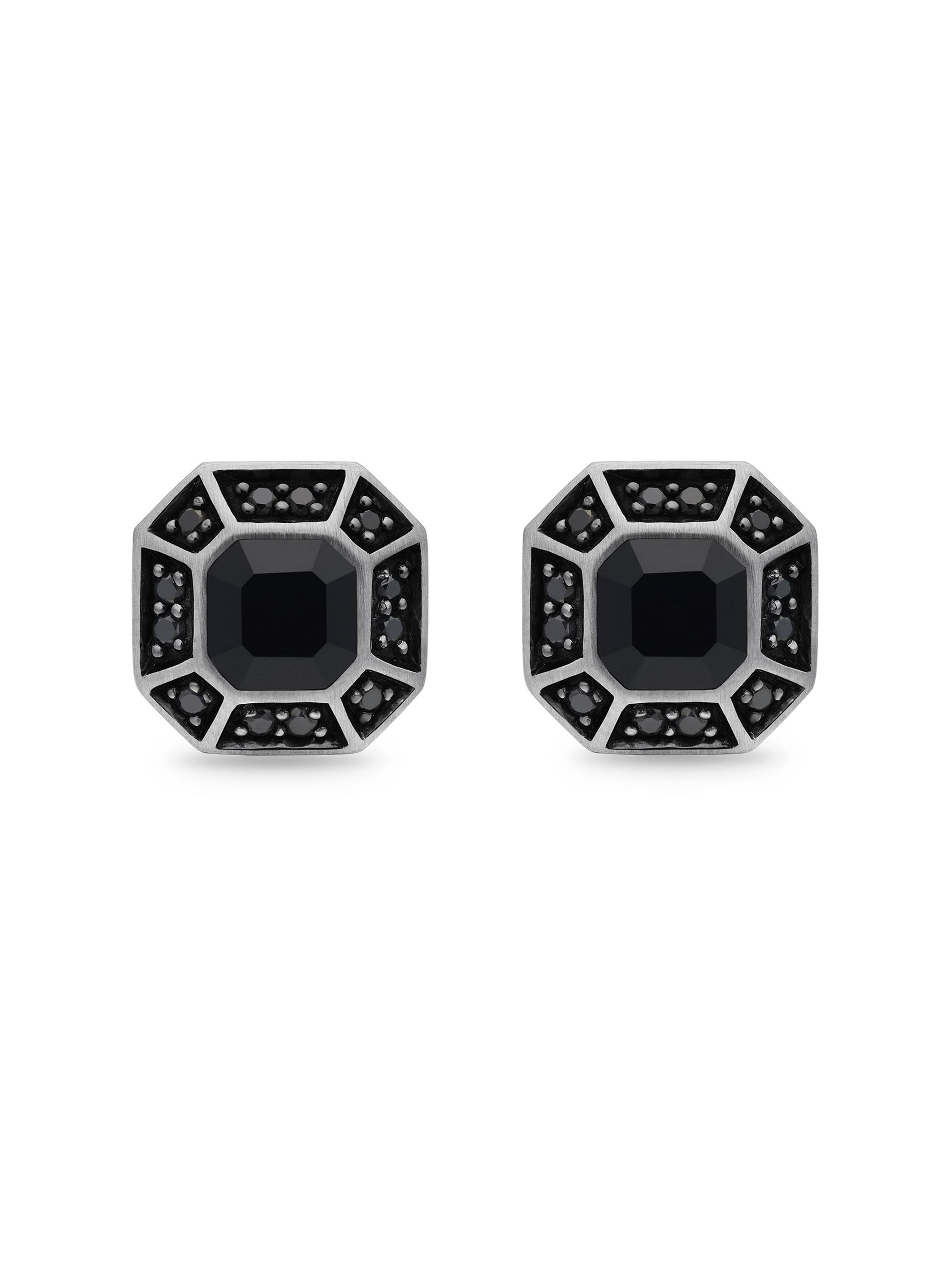 David Yurman Men's Streamline Pavé Stud Earring in Sterling Silver - Black Diamond