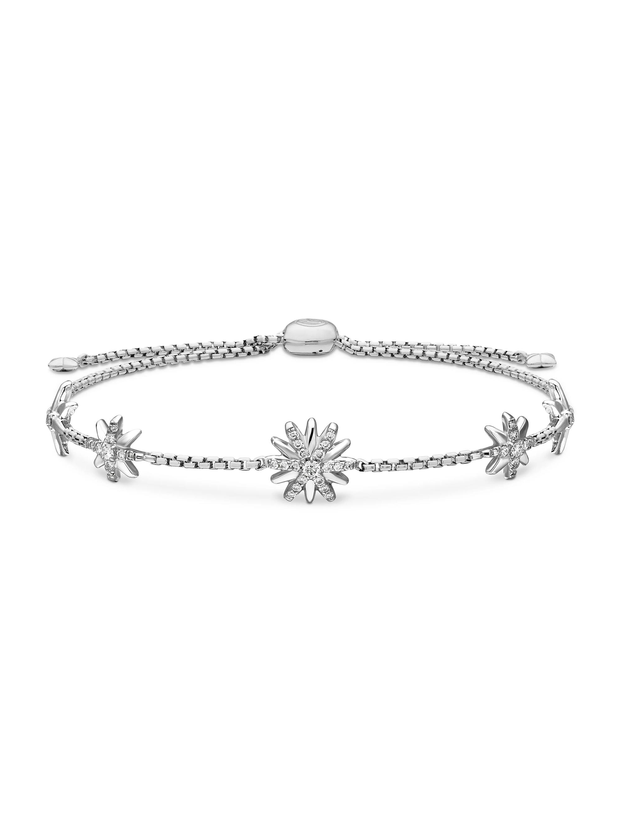 David Yurman Women's Petite Starburst Station Chain Bracelet with Pavé Diamonds - Sterling Silver