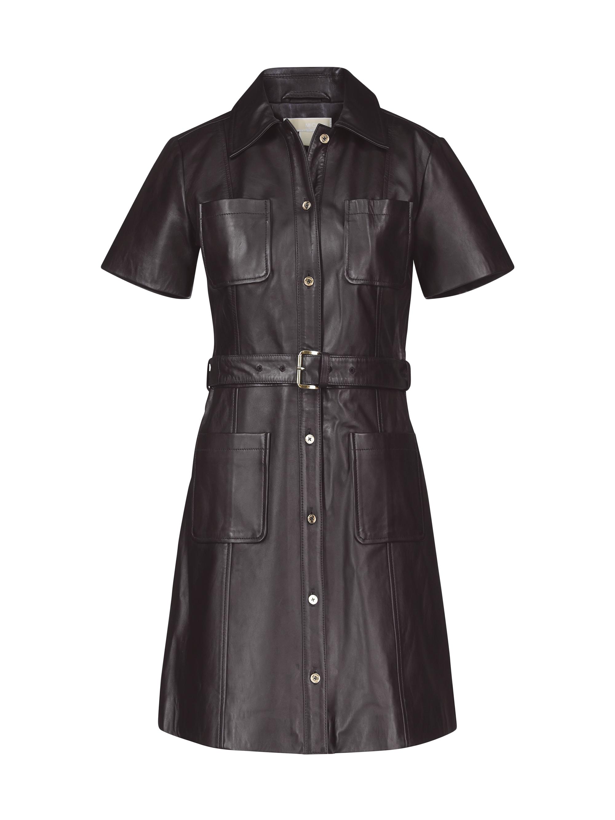 MICHAEL Michael Kors Women's Belted Leather Minidress - Black