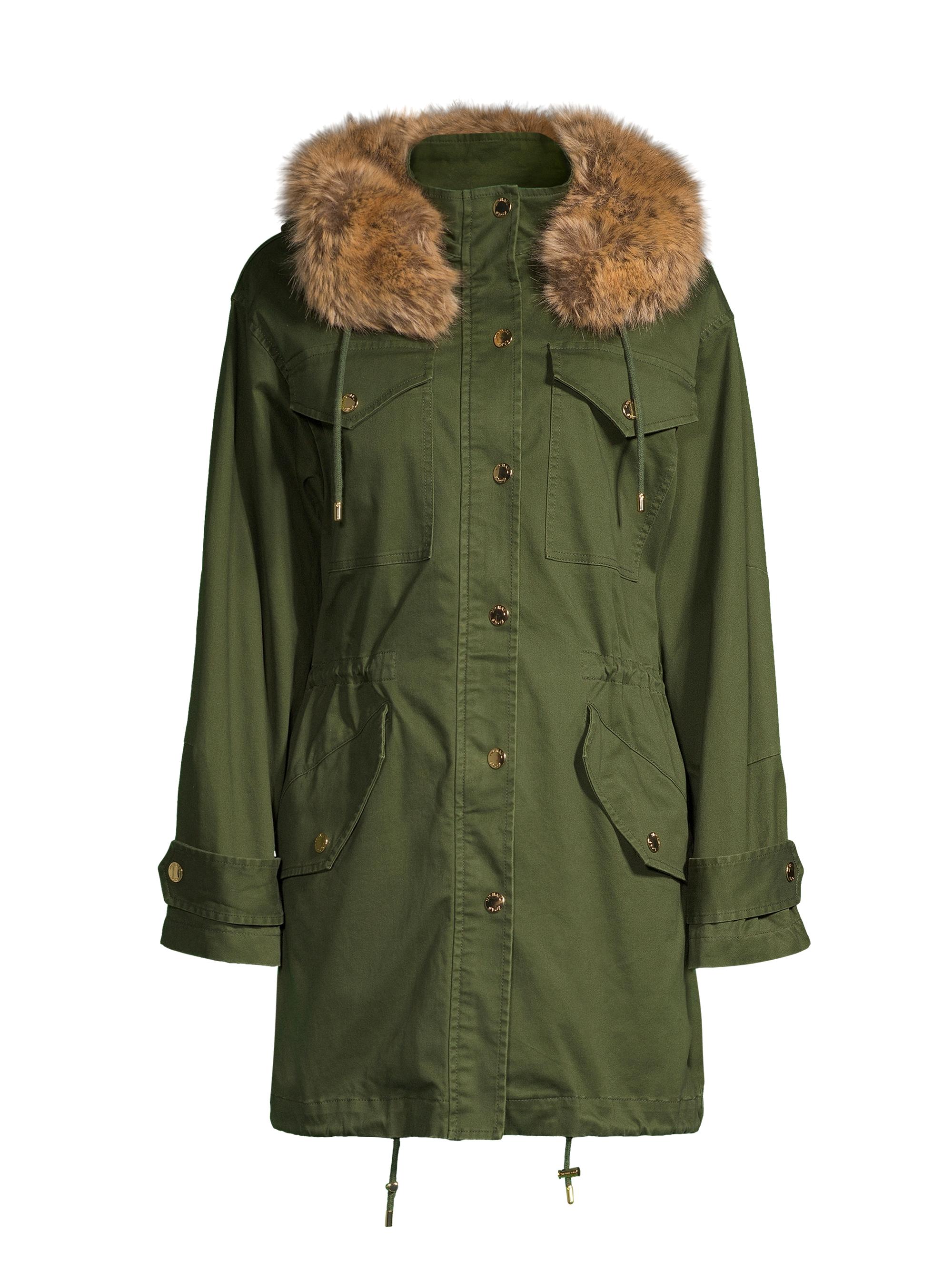 MICHAEL Michael Kors Women's Faux-Fur Collar Anorak Jacket - Jade