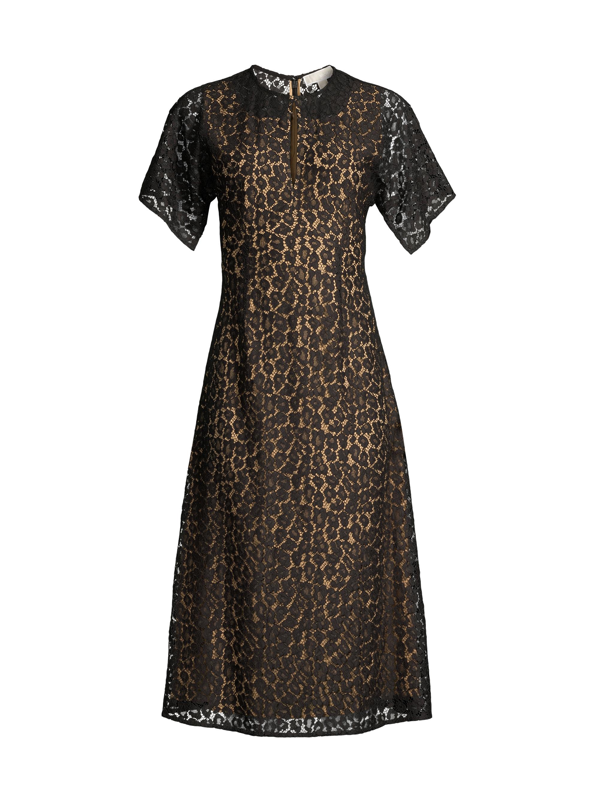 MICHAEL Michael Kors Women's Leopard Lace Midi-Dress - Black