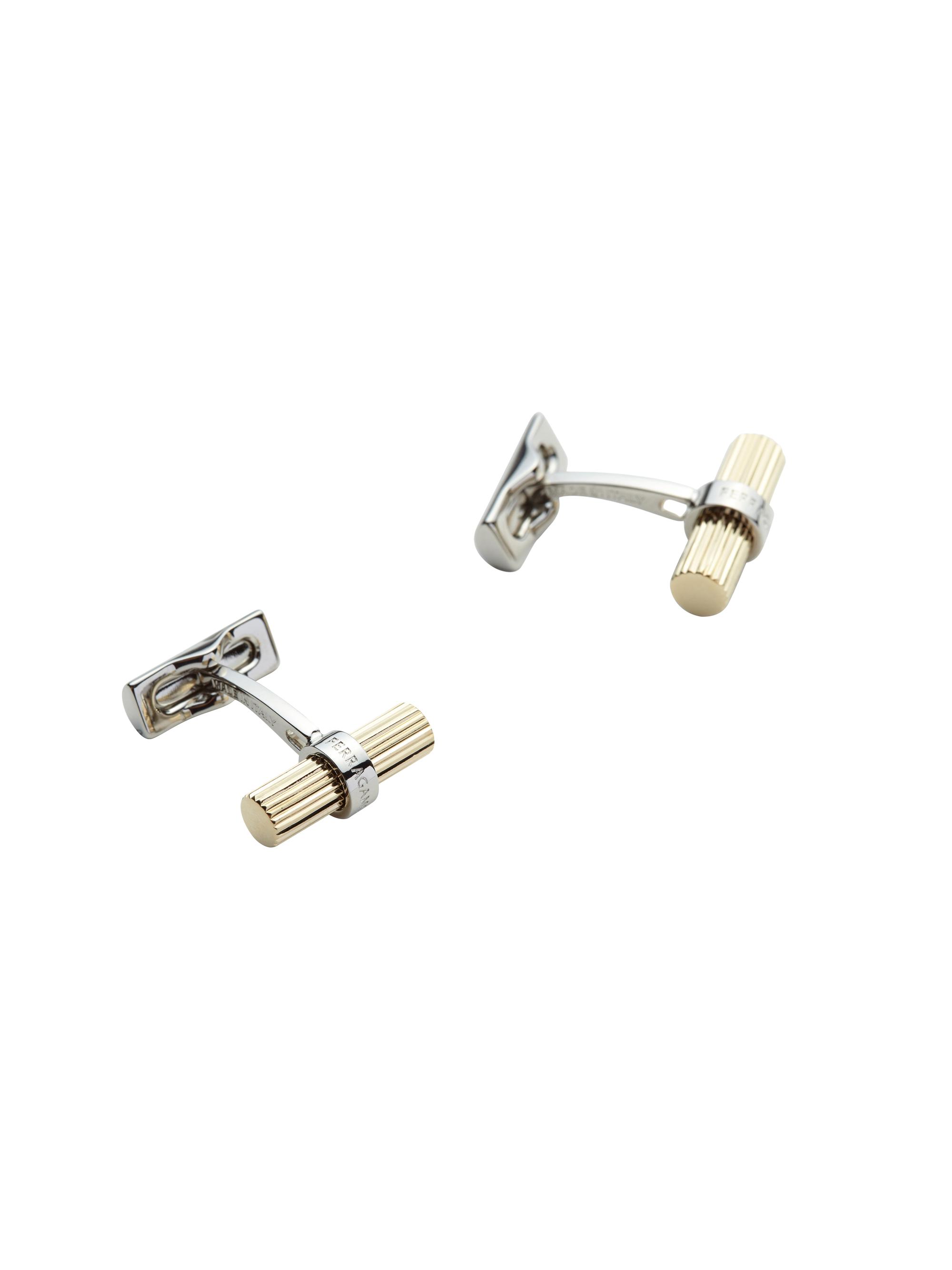 FERRAGAMO Men's Lighter Two-Tone Brass Cufflinks - Silver Gold