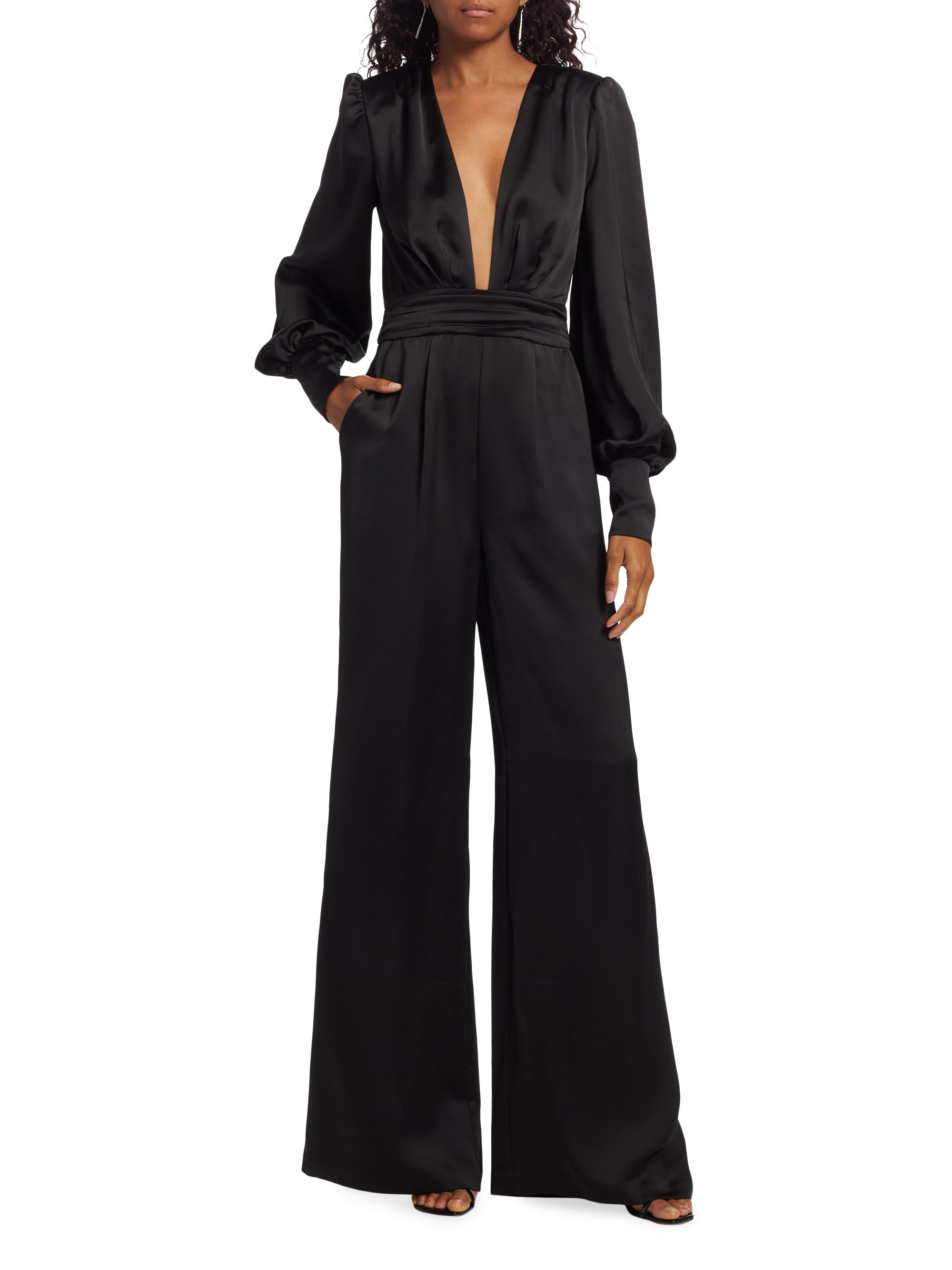 Ramy Brook Madelane Satin Plunge Jumpsuit | Saks Fifth Avenue