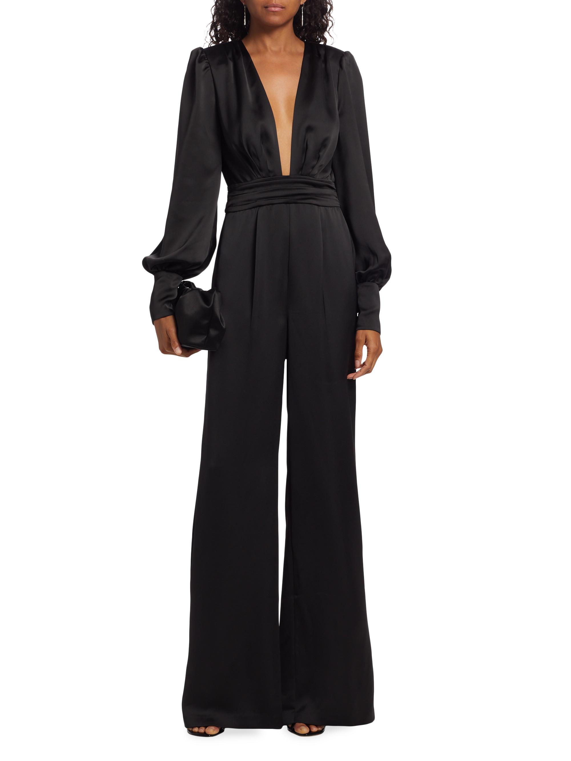 Ramy Brook Madelane Satin Plunge Jumpsuit | Saks Fifth Avenue