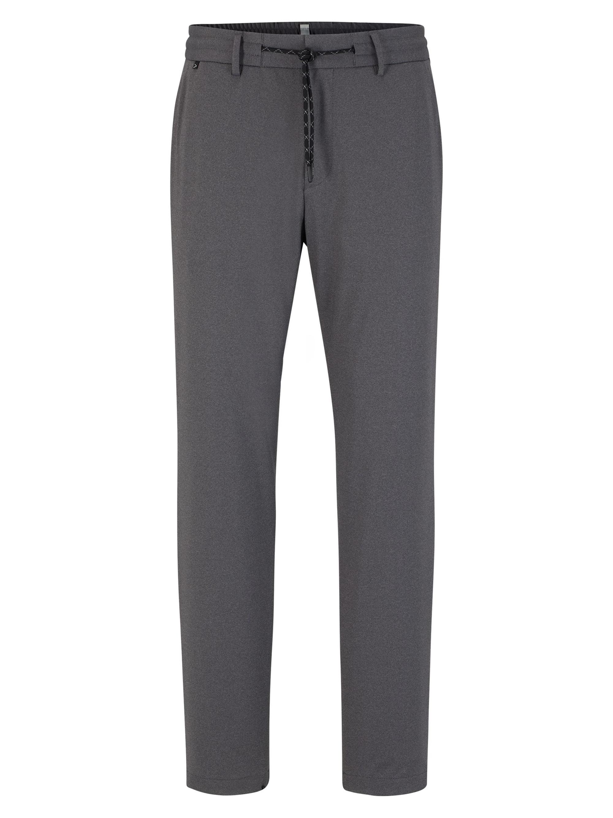 BOSS Men's Slim-Fit Trousers In Micro-Patterned Jersey - Silver