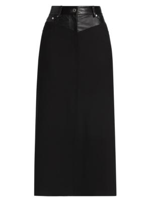 Marni rear-slit leather maxi skirt - Blue