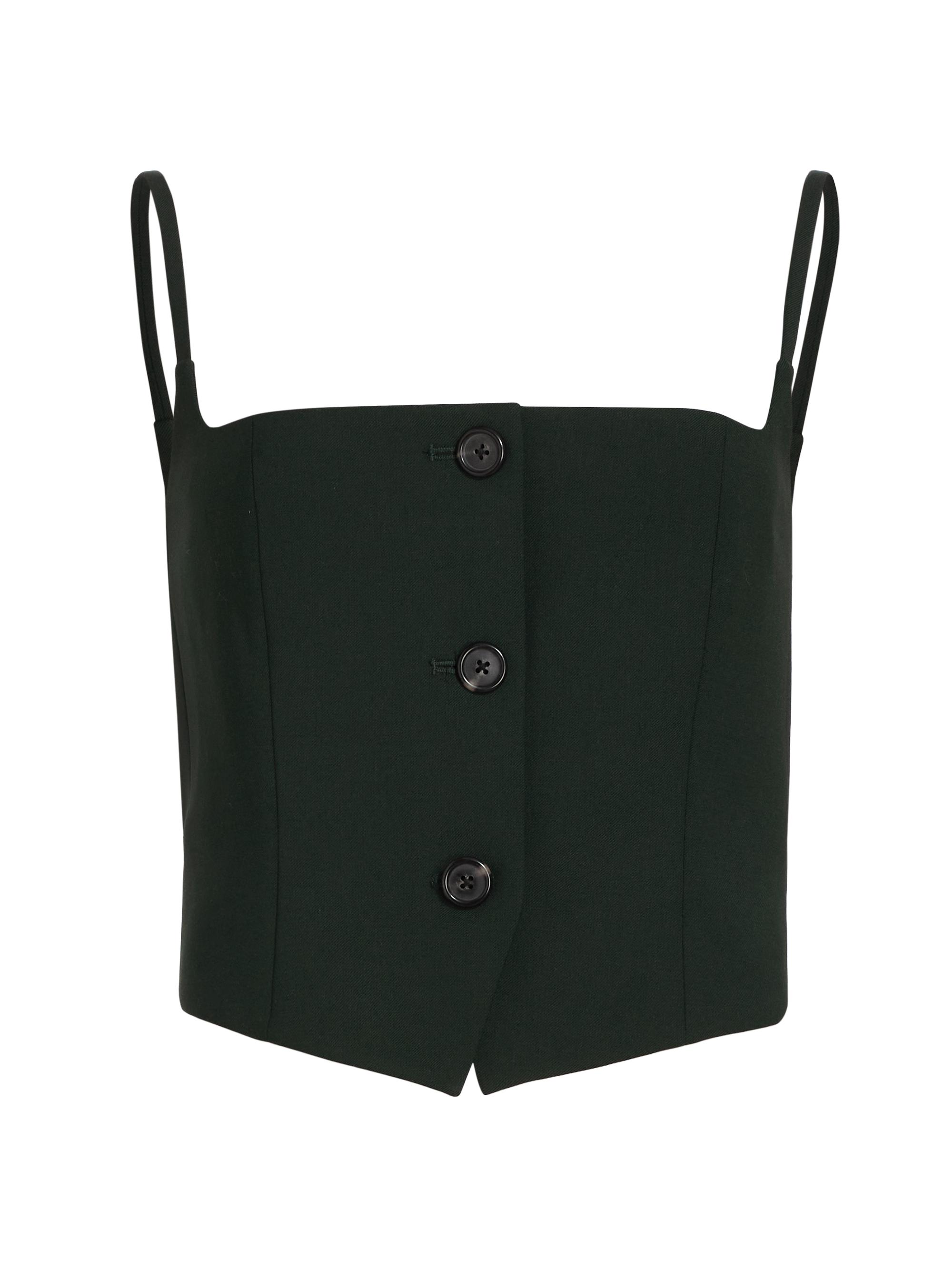 Helmut Lang Women's Wool-Blend Blazer Crop Top - Evergreen