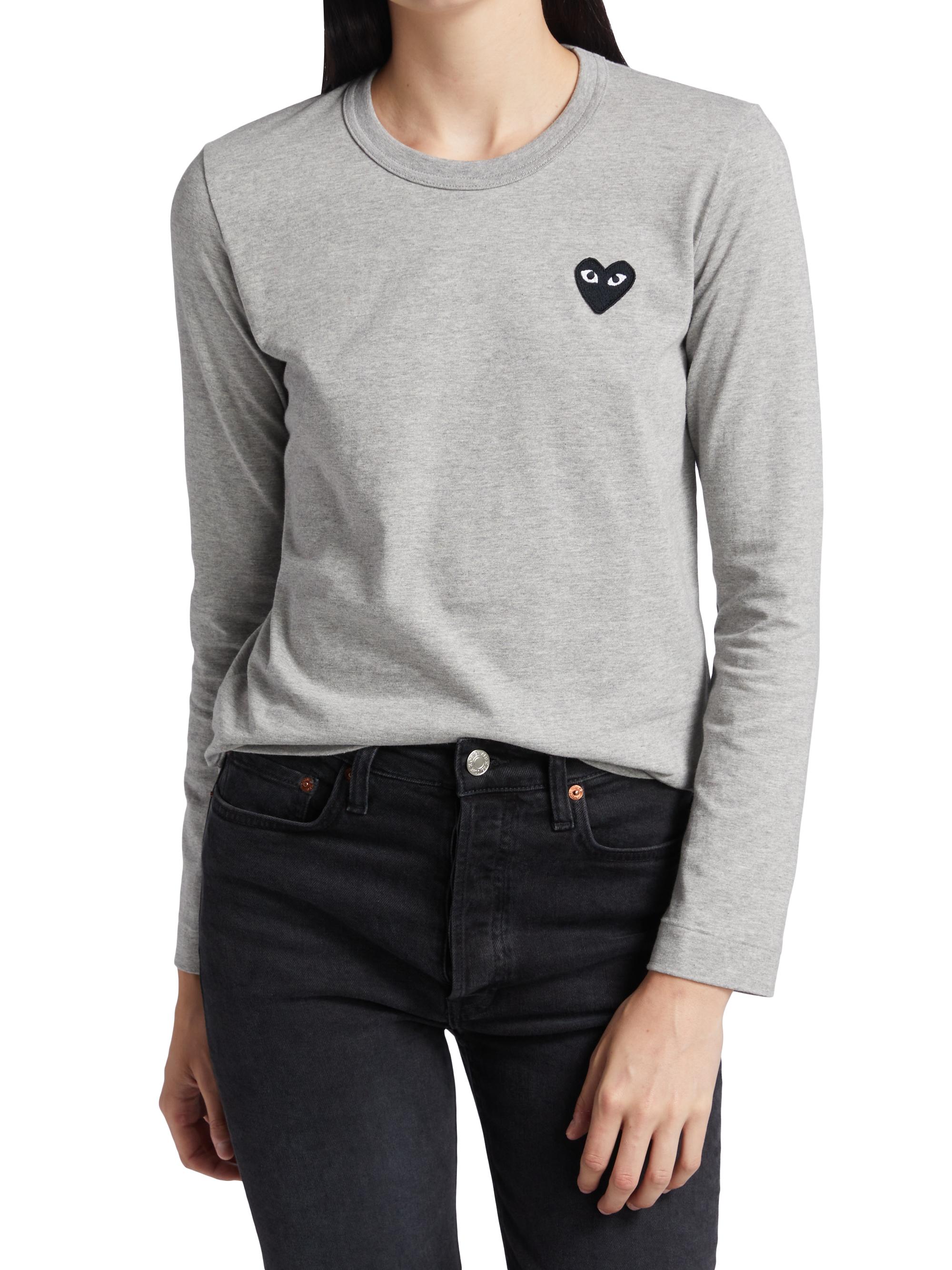 Comme des Garçons PLAY Women's Heart Long-Sleeve T-Shirt - Grey | Thumbnail 3