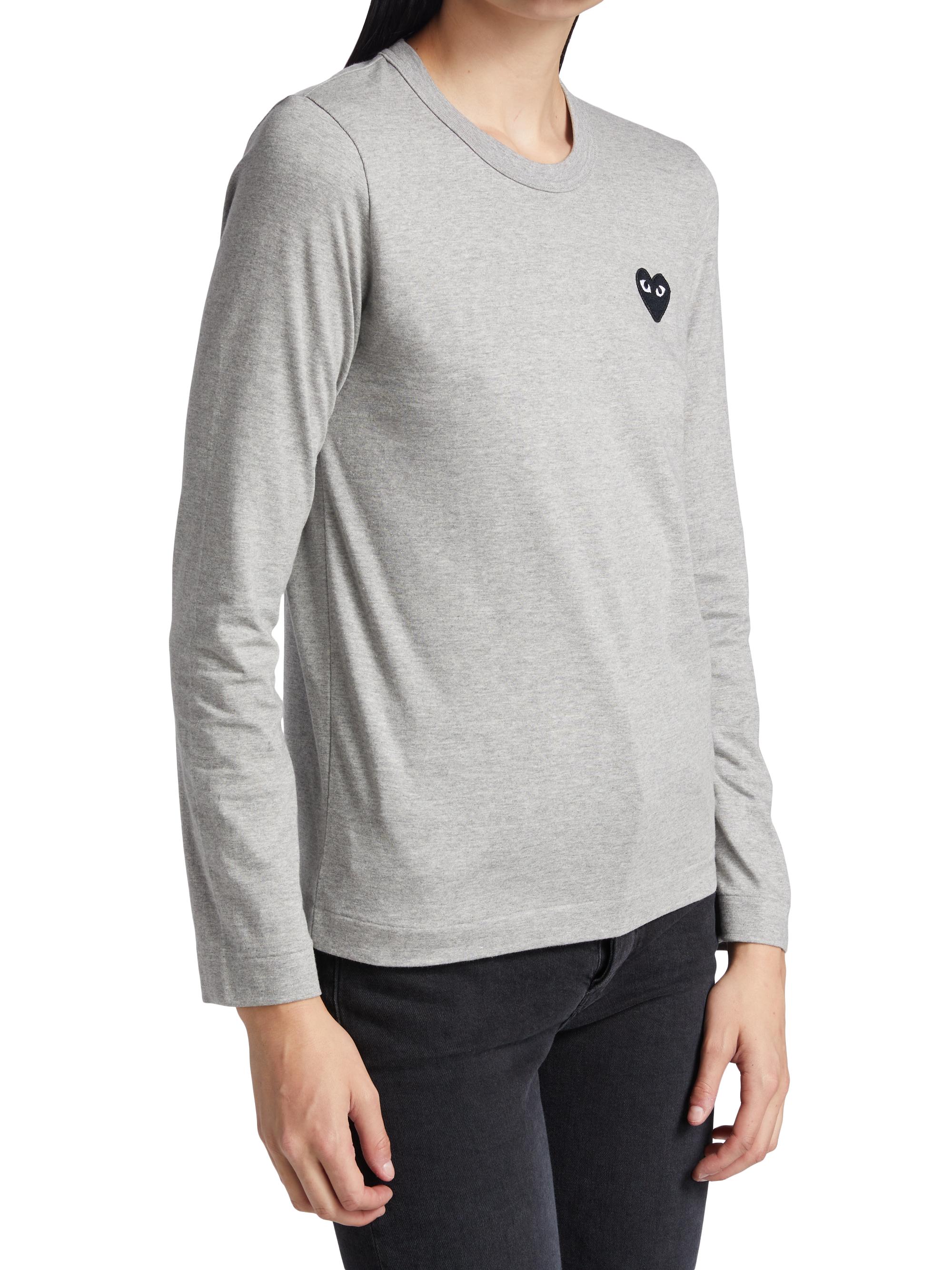 Comme des Garçons PLAY Women's Heart Long-Sleeve T-Shirt - Grey | Thumbnail 4