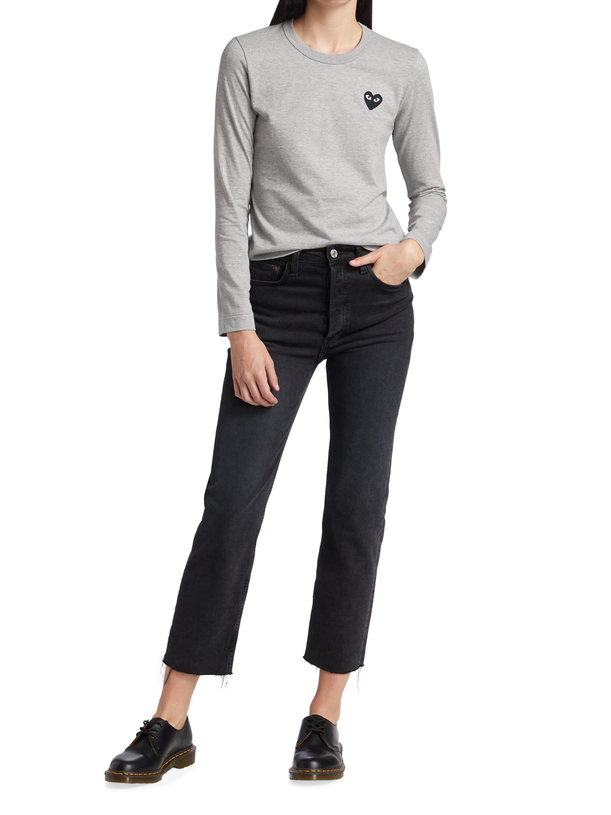Comme des Garçons PLAY Women's Heart Long-Sleeve T-Shirt - Grey | Thumbnail 2