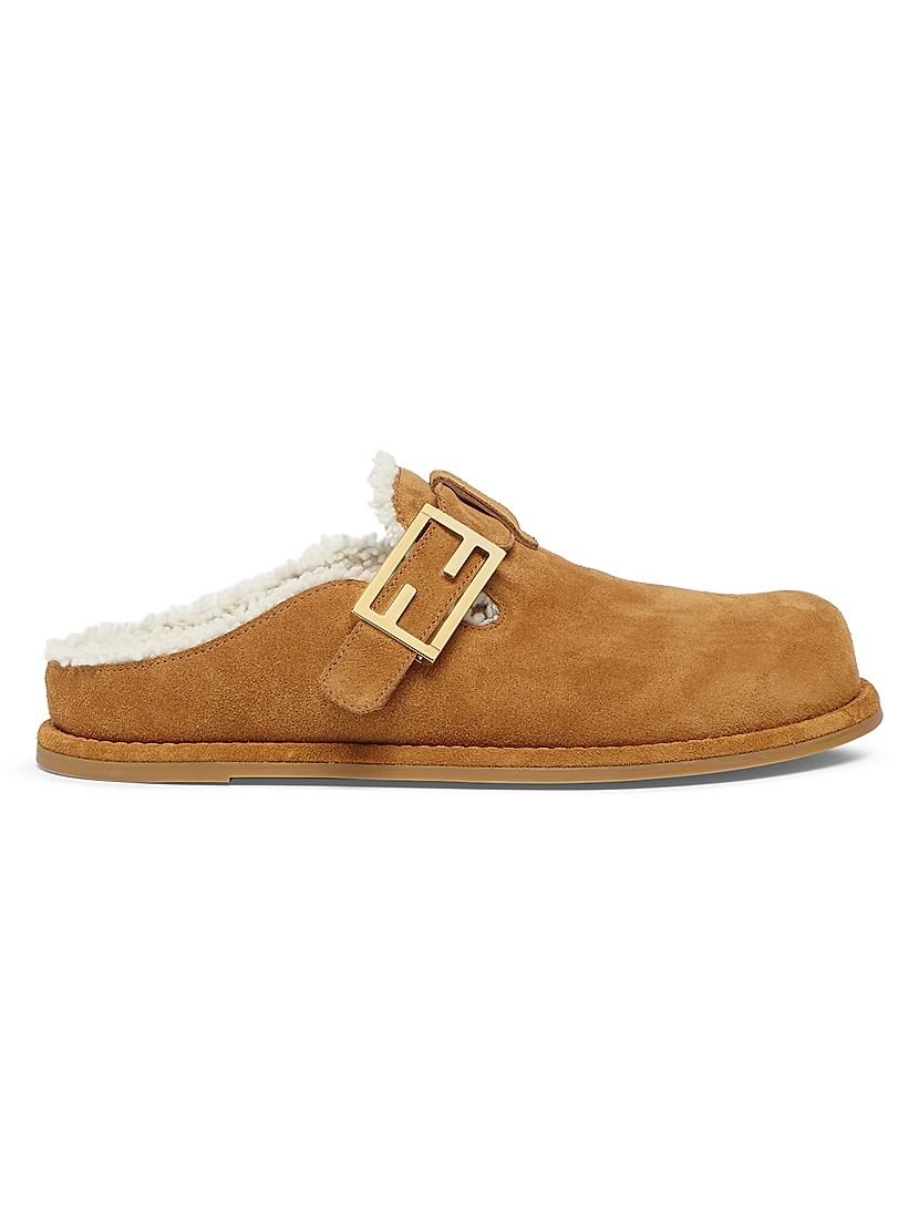 Shop Fendi Fendi Feel 20MM Suede & Shearling Clogs | Saks Shop Fendi Fendi Feel 20MM Suede & Shearling Clogs | Saks