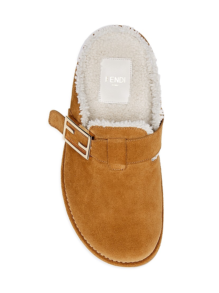 Shop Fendi Fendi Feel 20MM Suede & Shearling Clogs | Saks Shop Fendi Fendi Feel 20MM Suede & Shearling Clogs | Saks