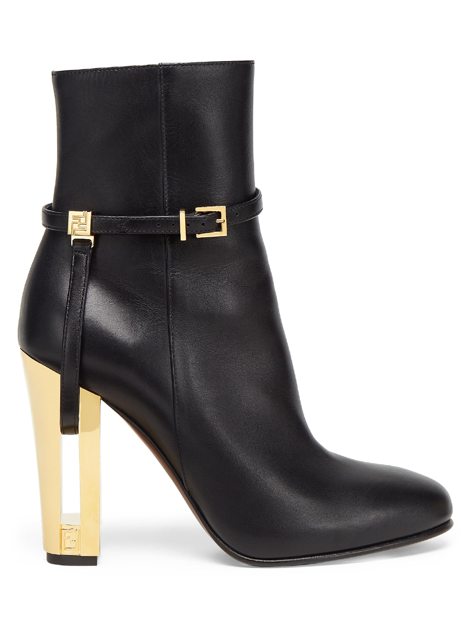 Fendi Women's 105MM Leather Traced Heel Booties - Nero