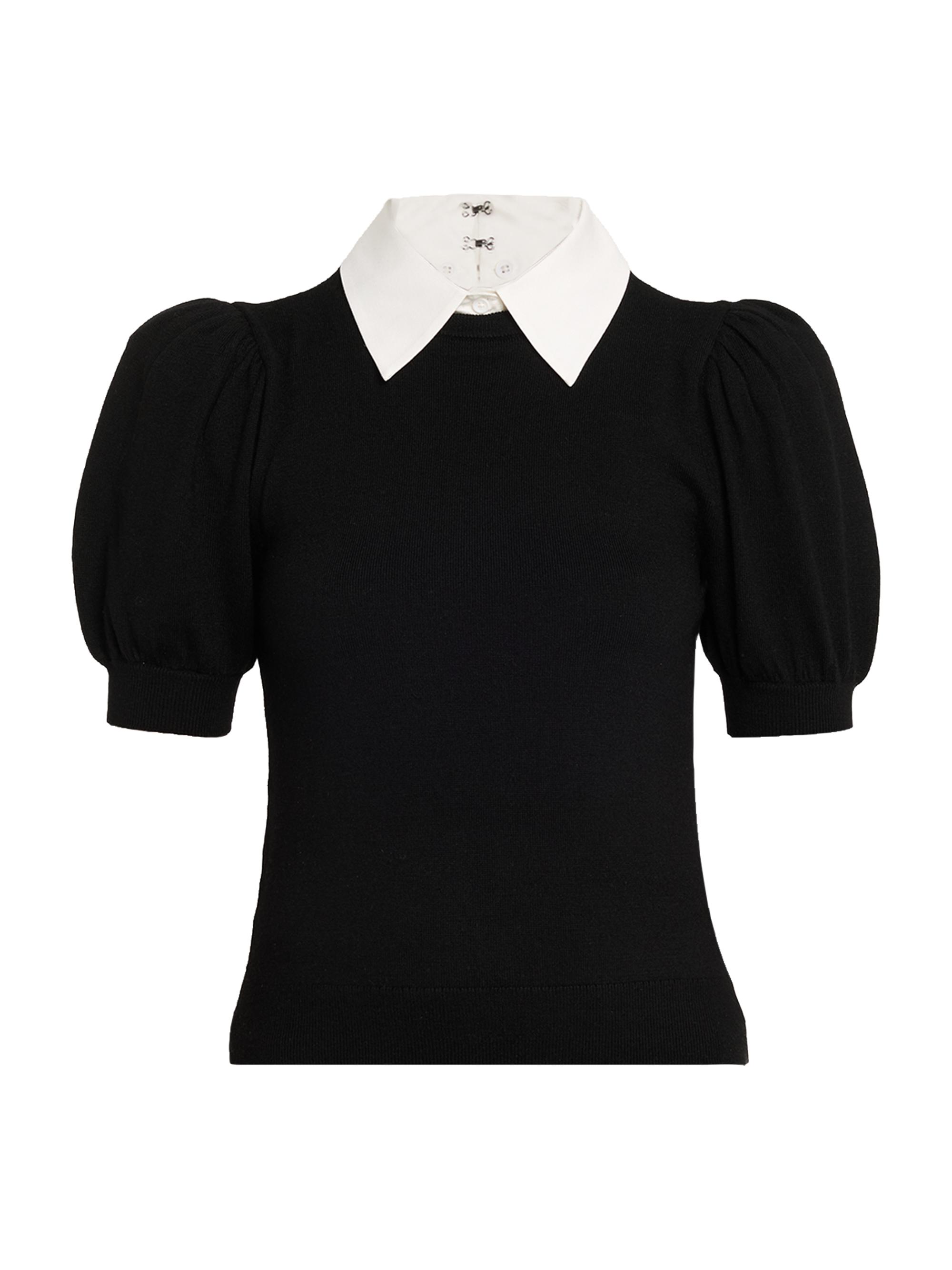 ALICE + OLIVIA Women's Chase Puff-Sleeve Sweater - Black White