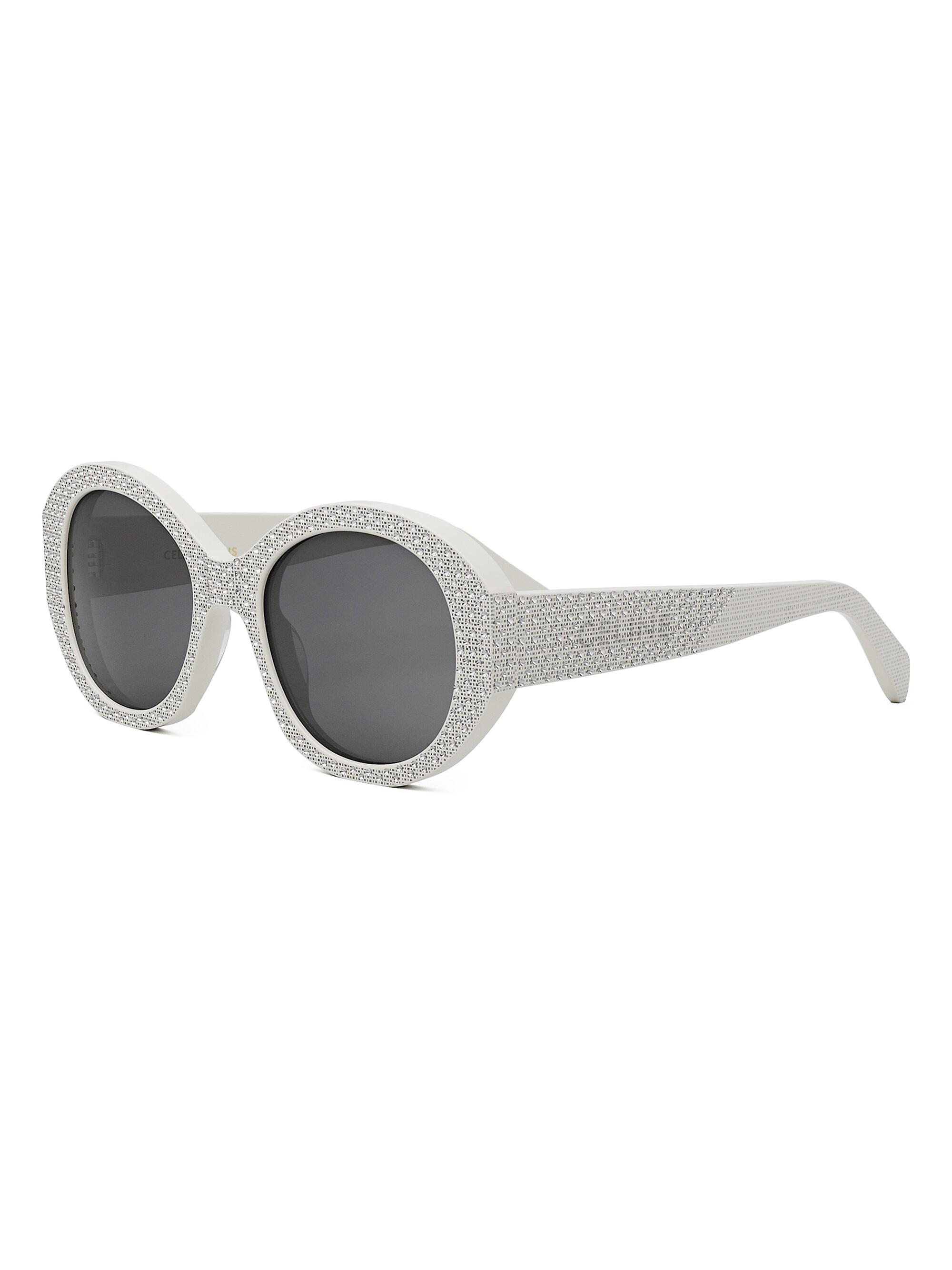 CELINE Men's Bold 3 Dots Strass Round Sunglasses -  Smoke