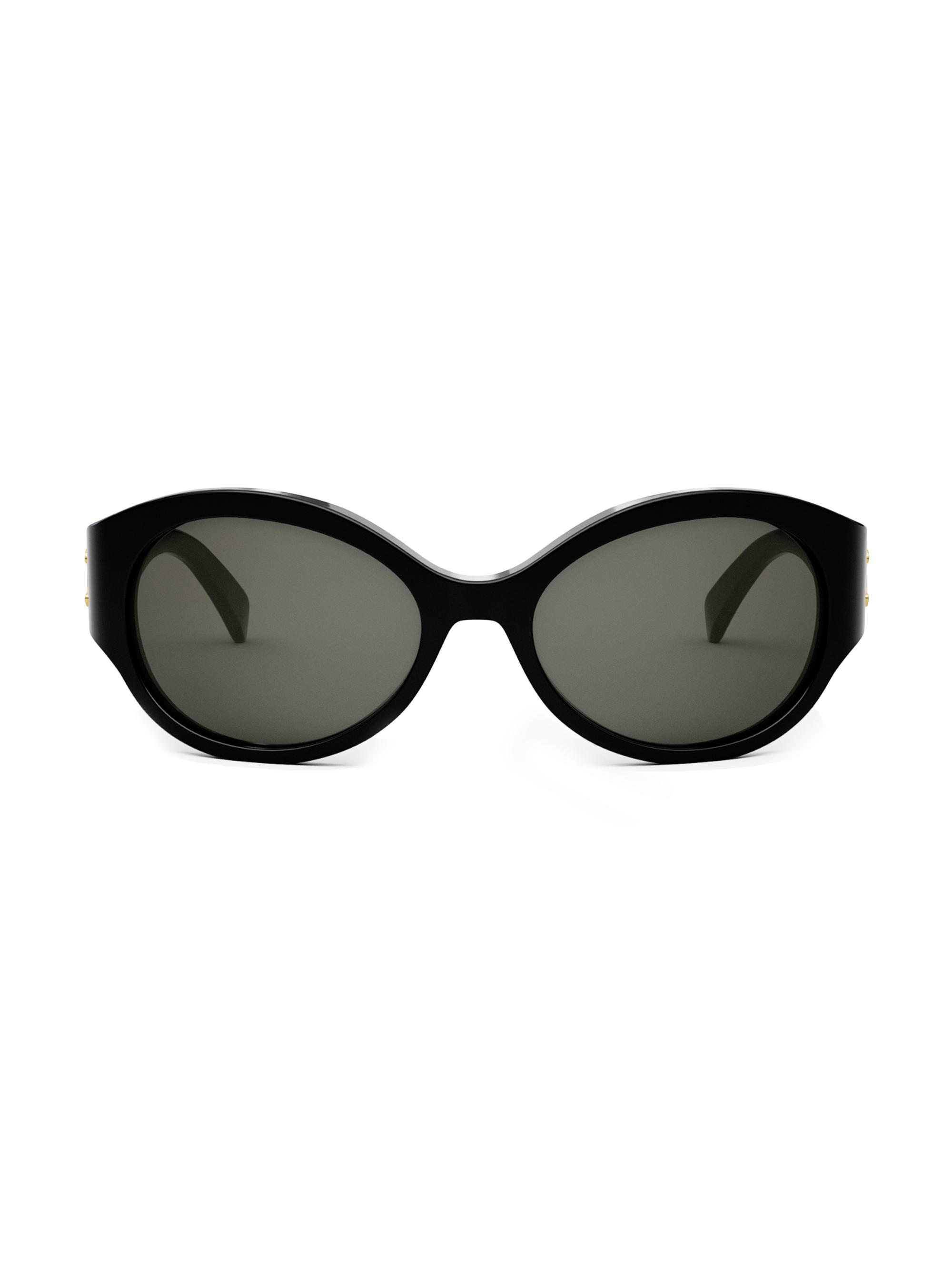 CELINE Men's Triomphe 62MM Oval Sunglasses - Shiny Black Smoke