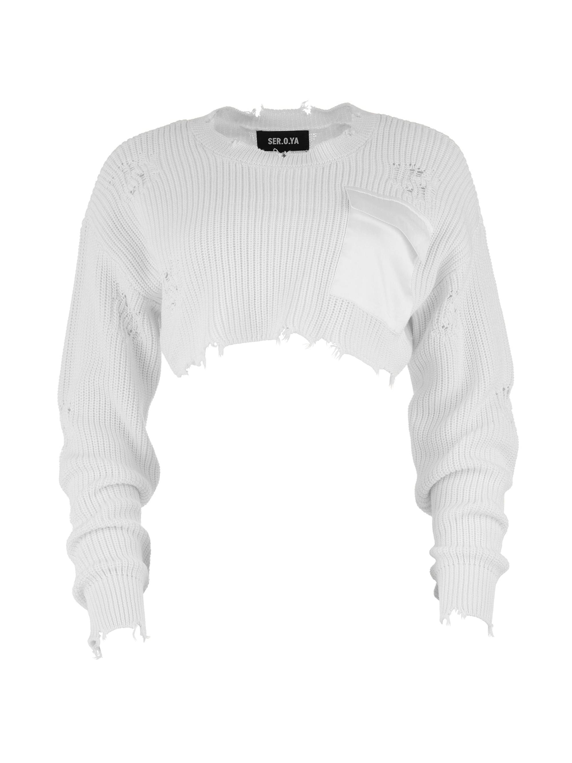 Ser.o.ya Women's Cropped Devin Sweater - Grey