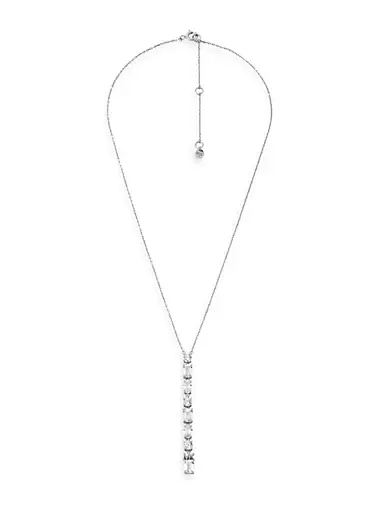 Rhodium-Plated & Cubic Zirconia Linear Pendant Necklace