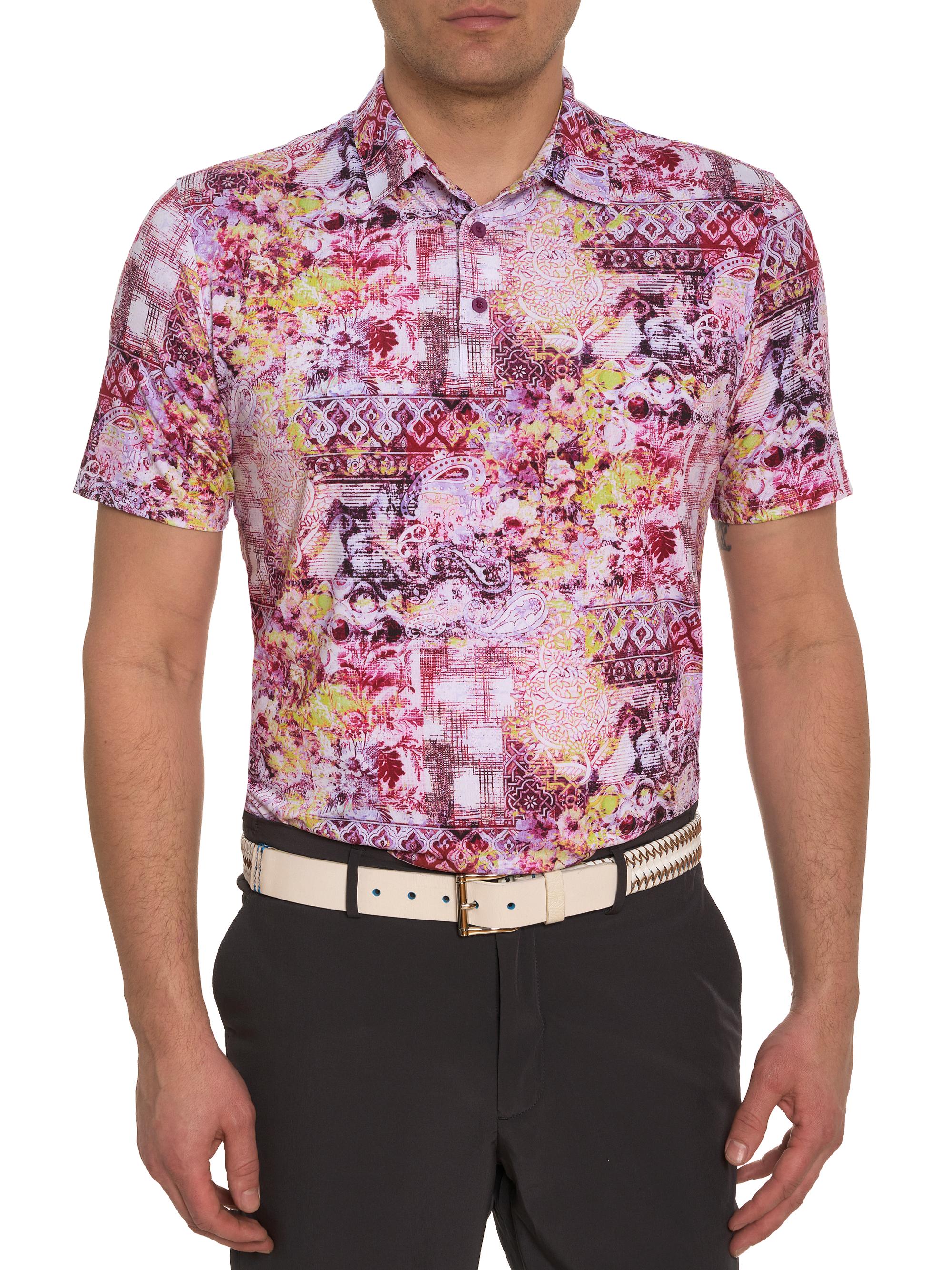 Robert Graham Men's Geneva Printed Short-Sleeve Polo - Berry