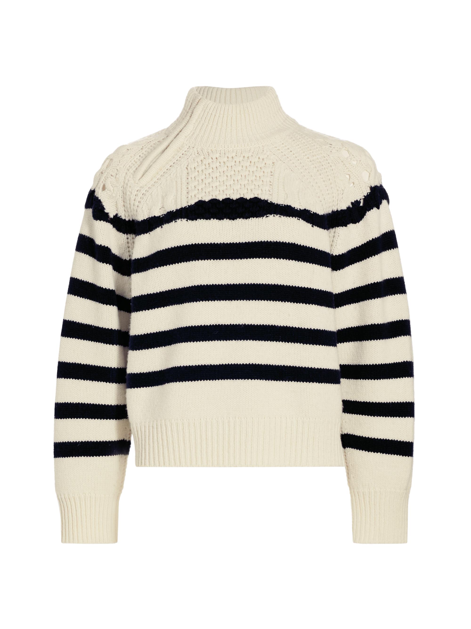 ba & sh Women's Palo Crochet Stripe Sweater - Ecru