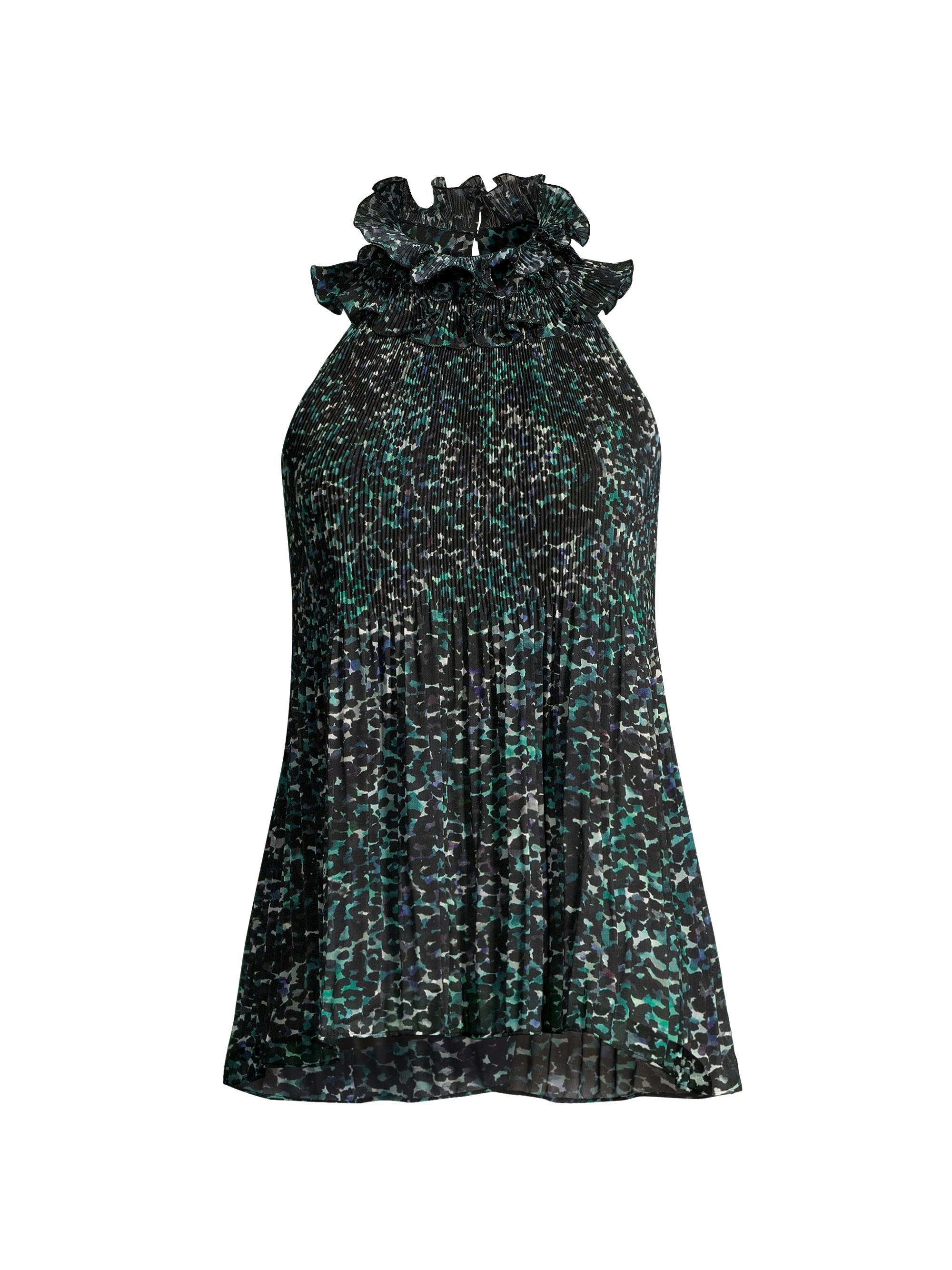 Ungaro Women's Emery Printed Ruffle Halter Blouse - Pine Multi