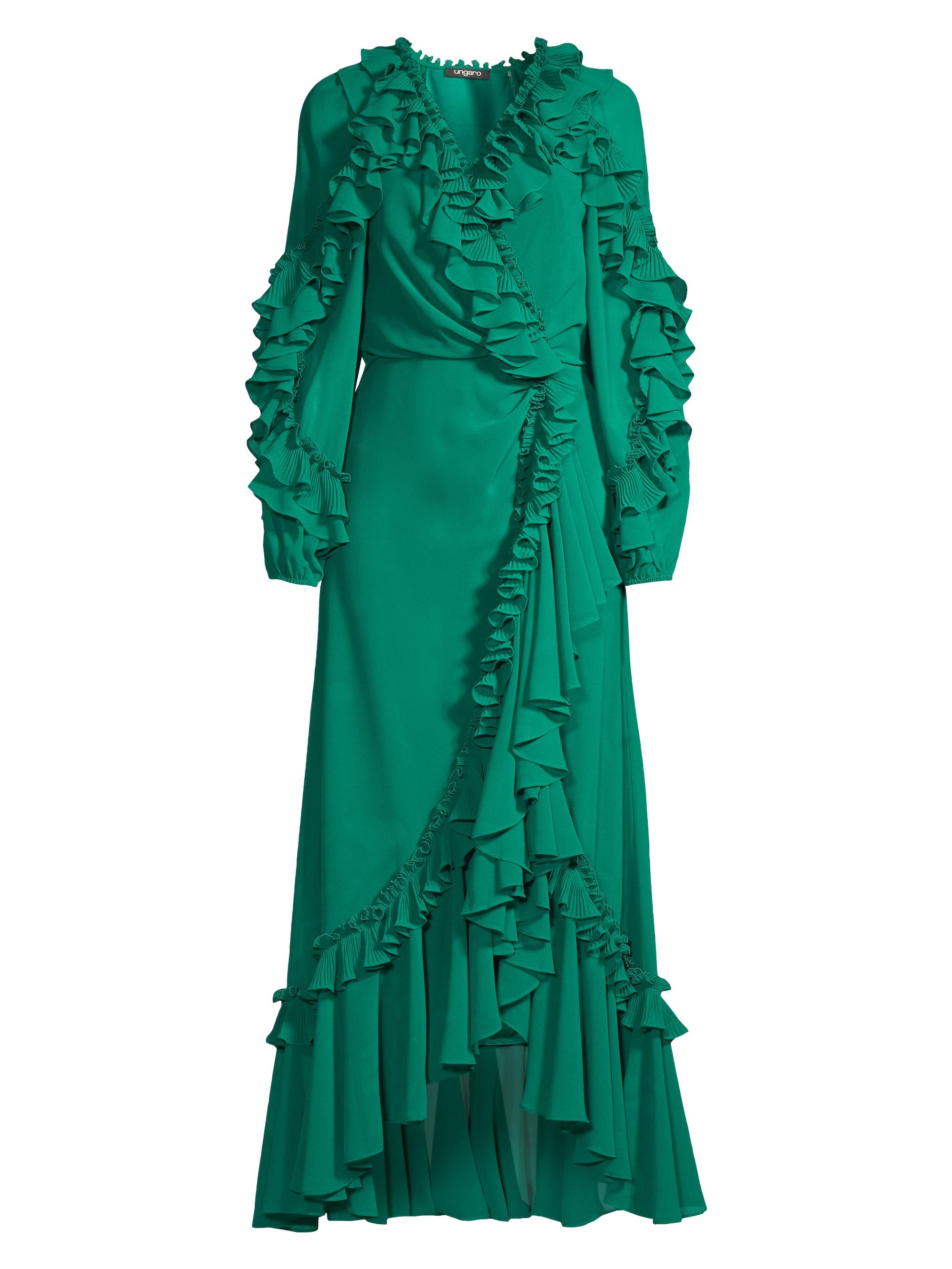 Ungaro Women's Leah Ruffle Long-Sleeve Maxi Dress - Evergreen