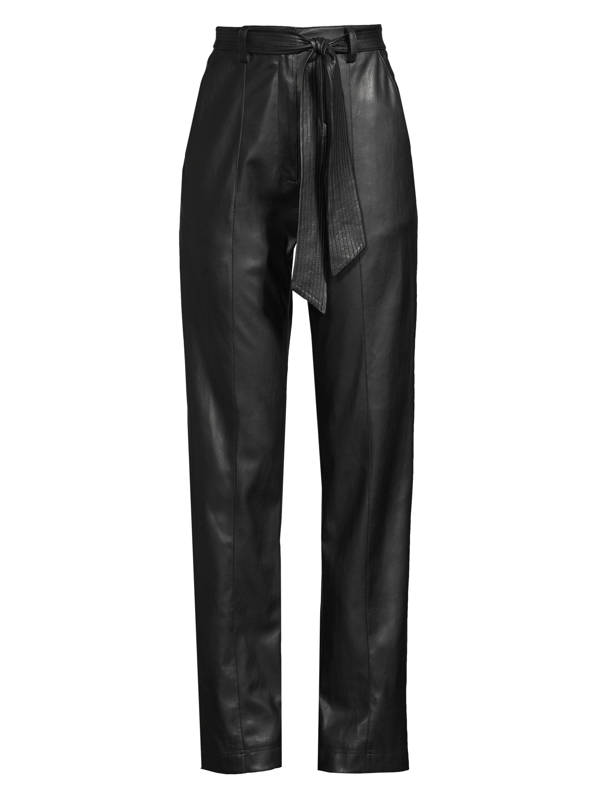 Donna Karan New York Women's Vintage Glam Belted Faux Leather Pants - Black