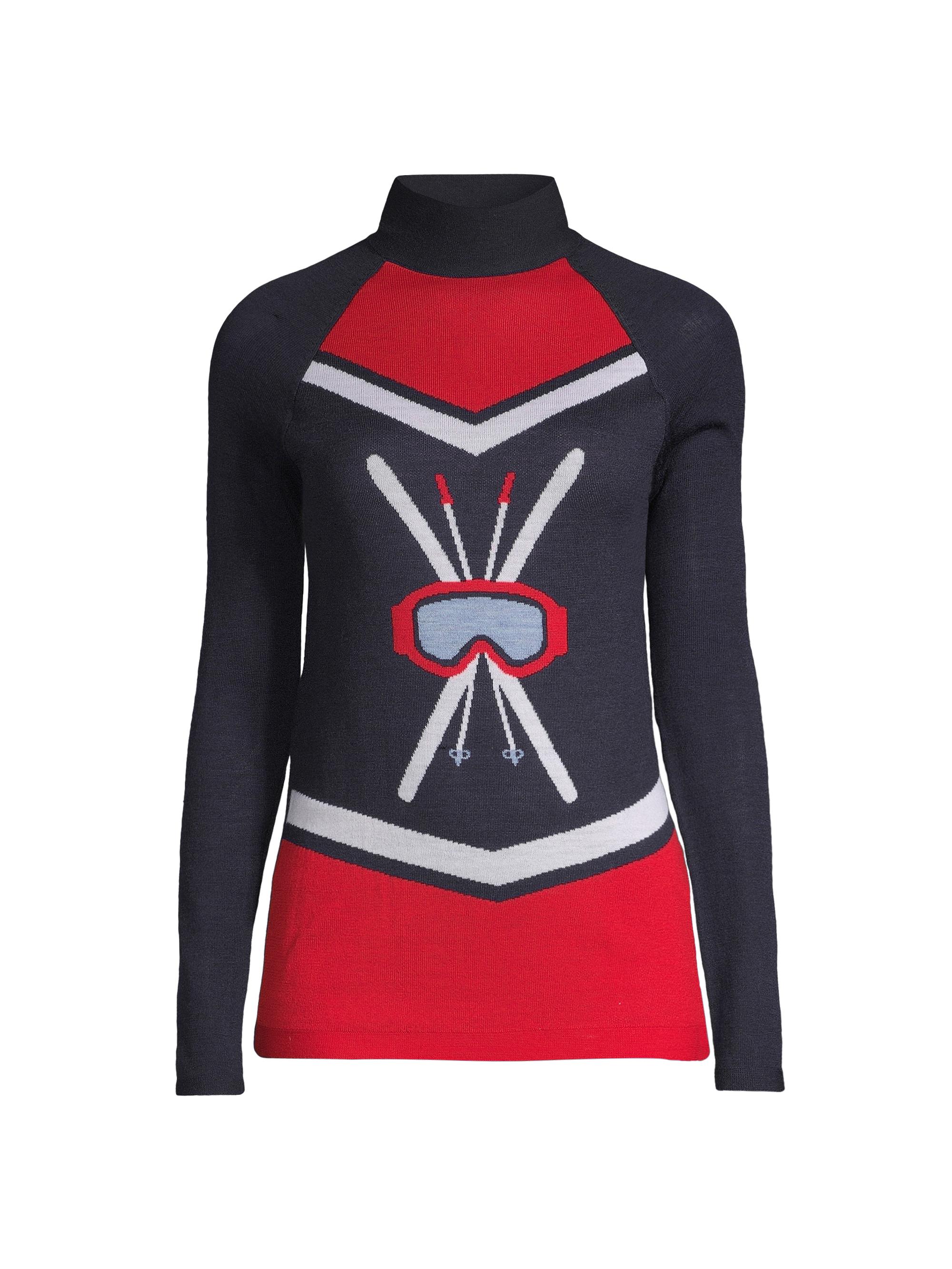 L'Etoile Sport Women's Mock Turtleneck Ski Sweater - Navy