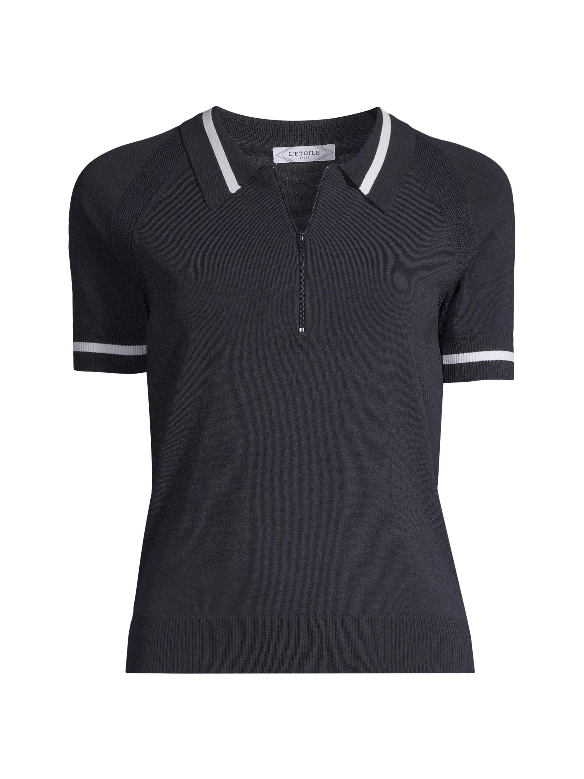L'Etoile Sport Women's Tipped Jersey Polo - Navy White