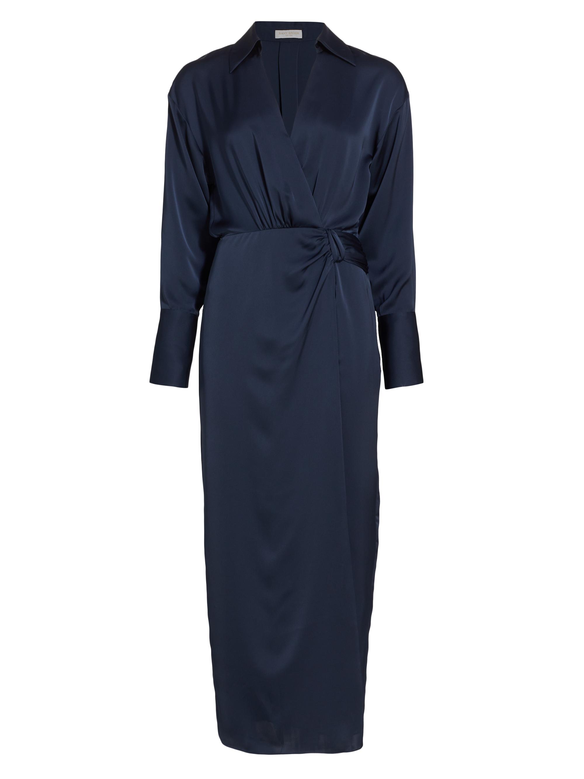 Ramy Brook Women's Aurora Draped Satin Shirtdress - Navy