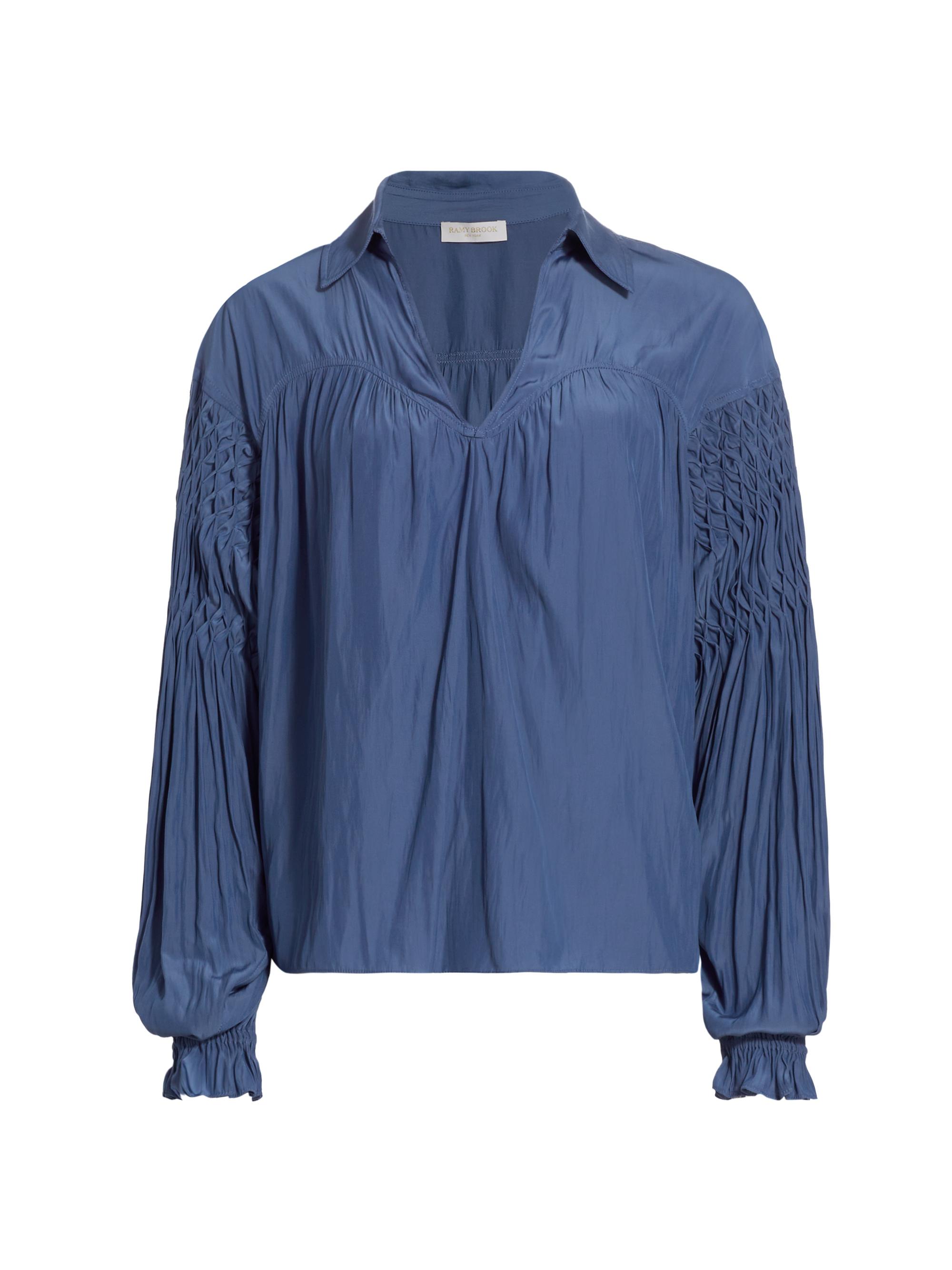 Ramy Brook Women's Scarlett Pleated Blouse - True Blue