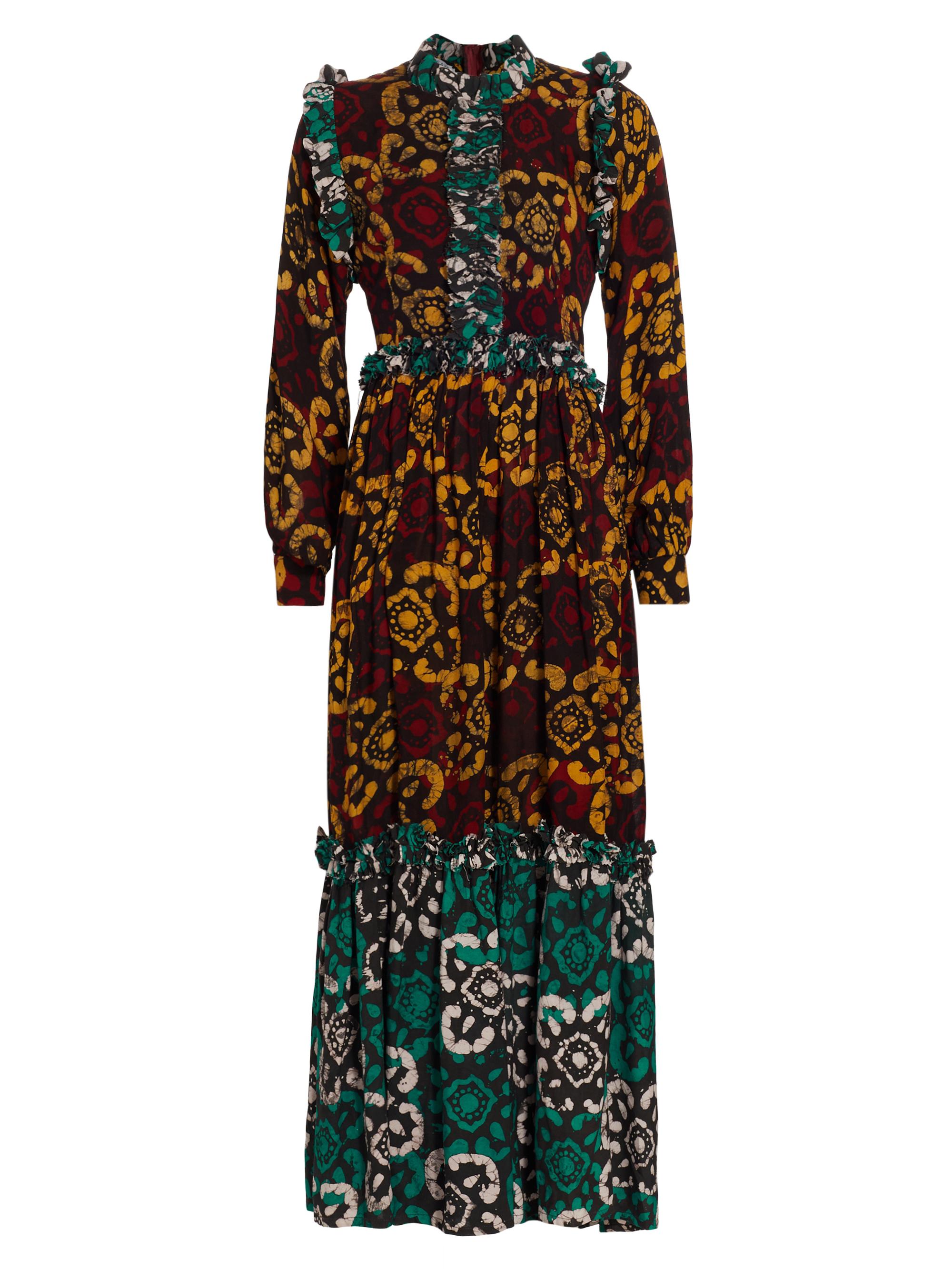 Busayo Women's Bidemi Hand-Dyed Ruffle Maxi Dress - Brown Multi