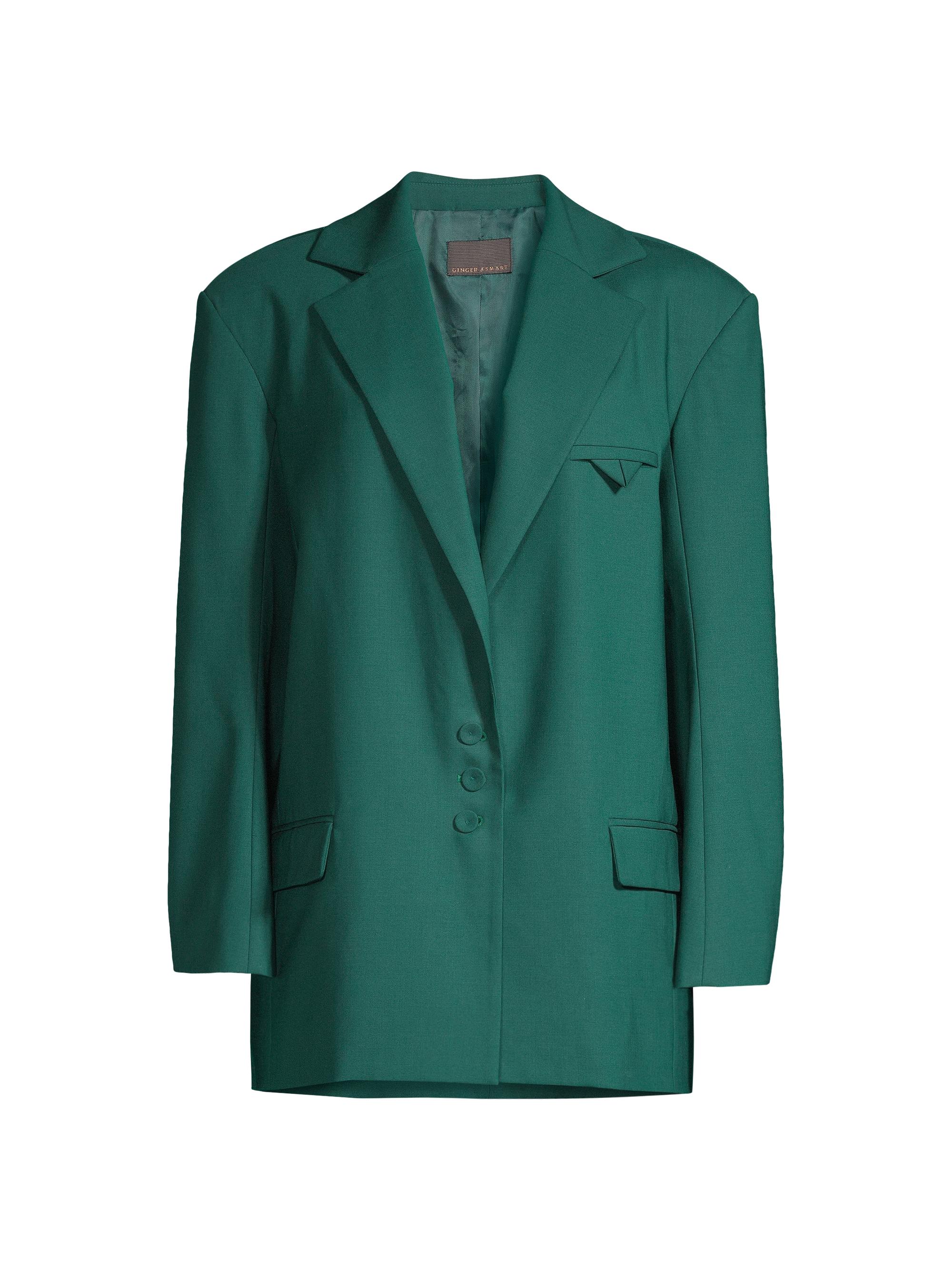 Ginger & Smart Women's Simpatico Oversized Wool Blazer - Emerald